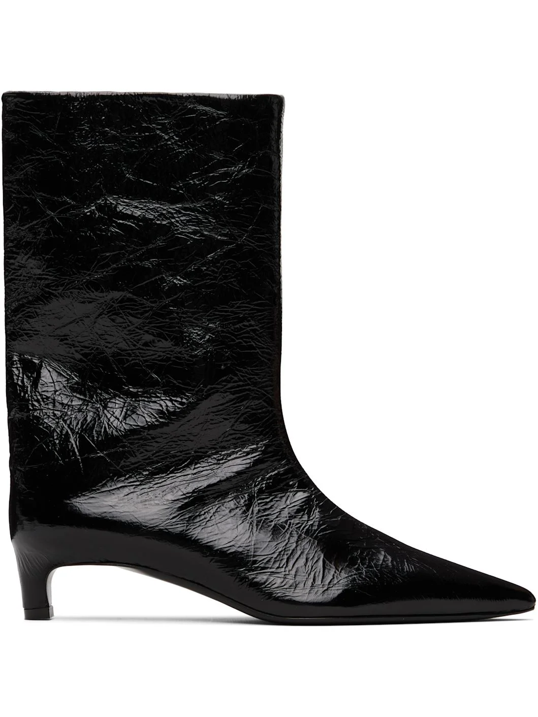 Black Crinkled Calfskin Boots - 1
