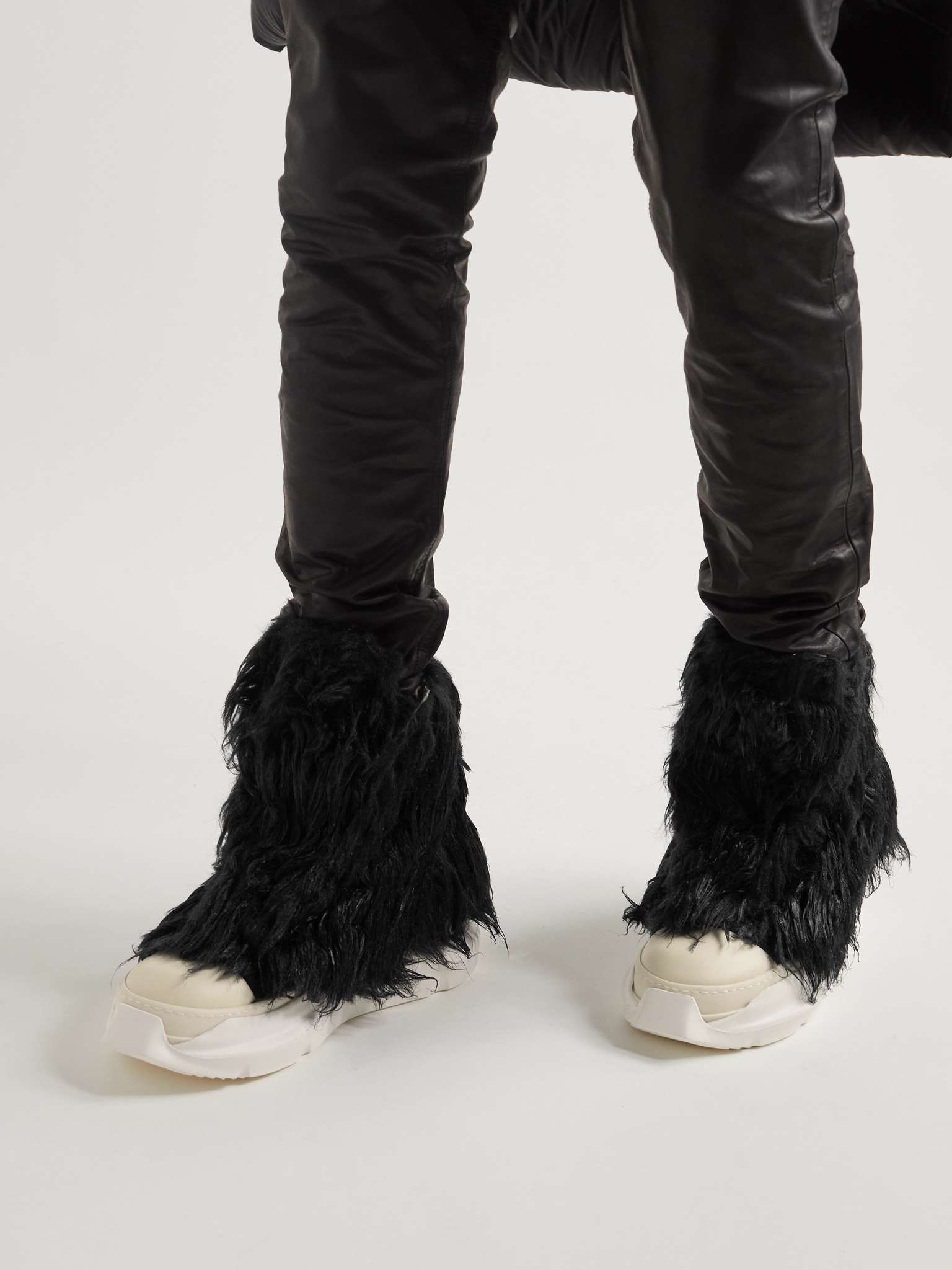 Rick Owens DRKSHDW Leather-Trimmed Faux Fur and Canvas High Rick Owens DRKSHDW Leather-Trimmed Faux Fur and Canvas High
