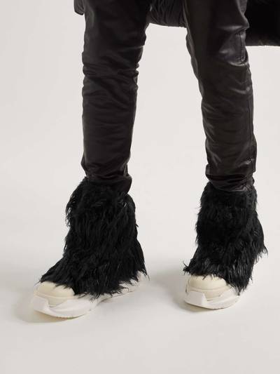 Rick Owens DRKSHDW Leather-Trimmed Faux Fur and Canvas High-Top Sneakers outlook
