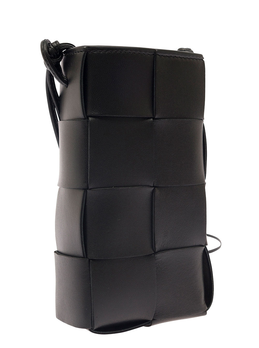 Bottega Veneta Women 'Phone Pouch' Black Shoulder Bag With Knot Details In Intreccio Nappa Leather W - 2