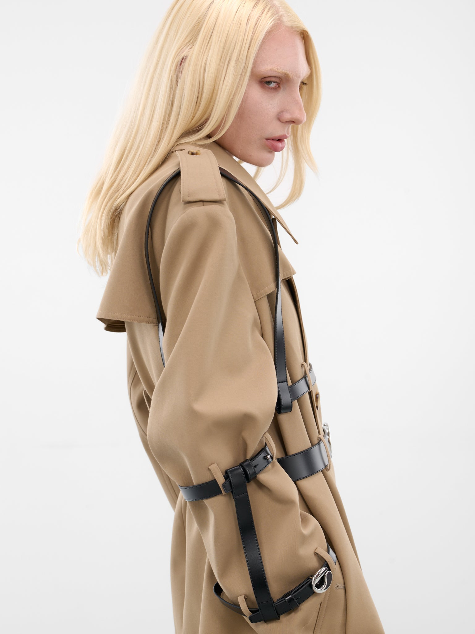 Beige Multi-Belt Trench Coat - 5