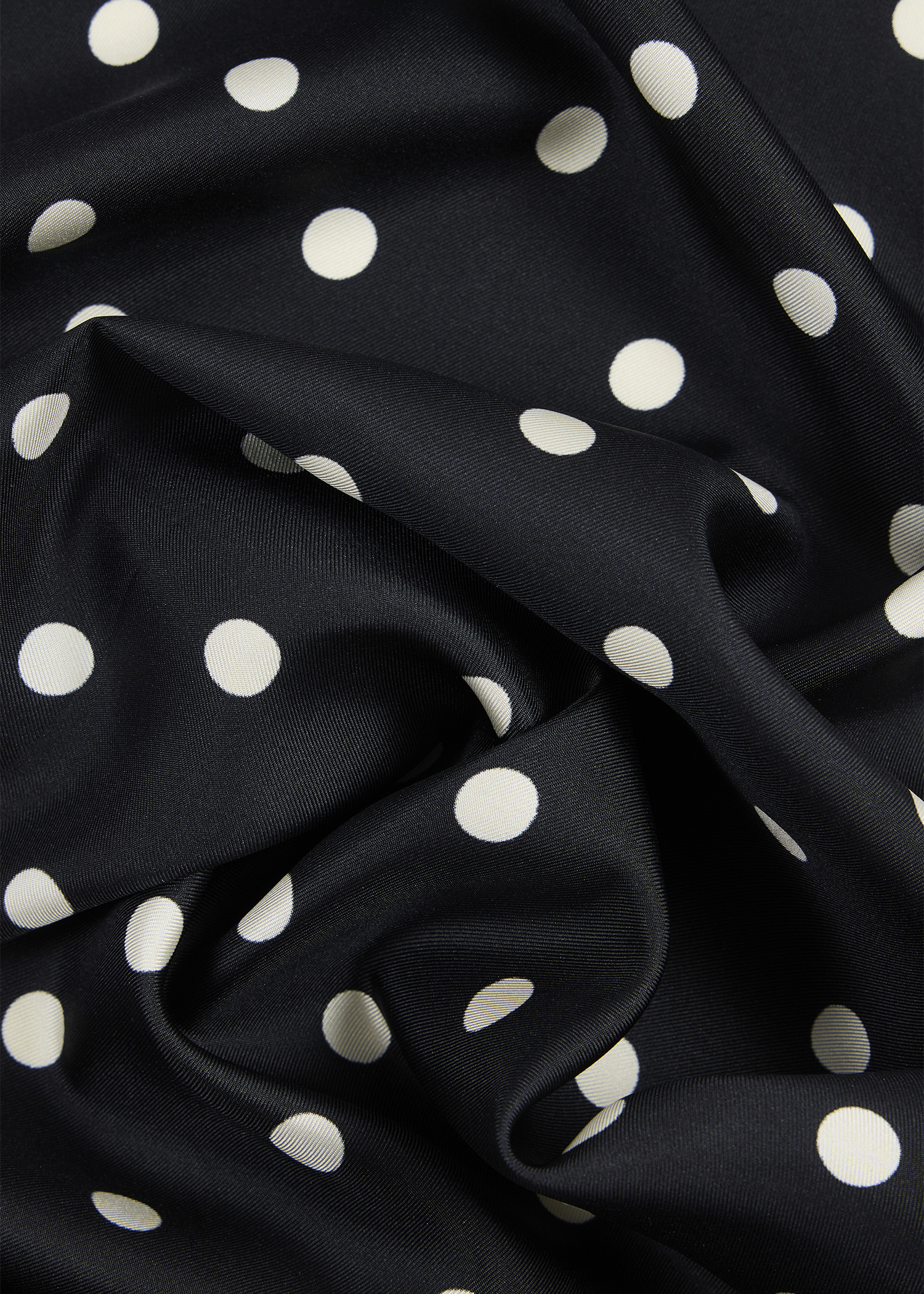 Women's Black and White Silk Polka Dot Scarf - 4