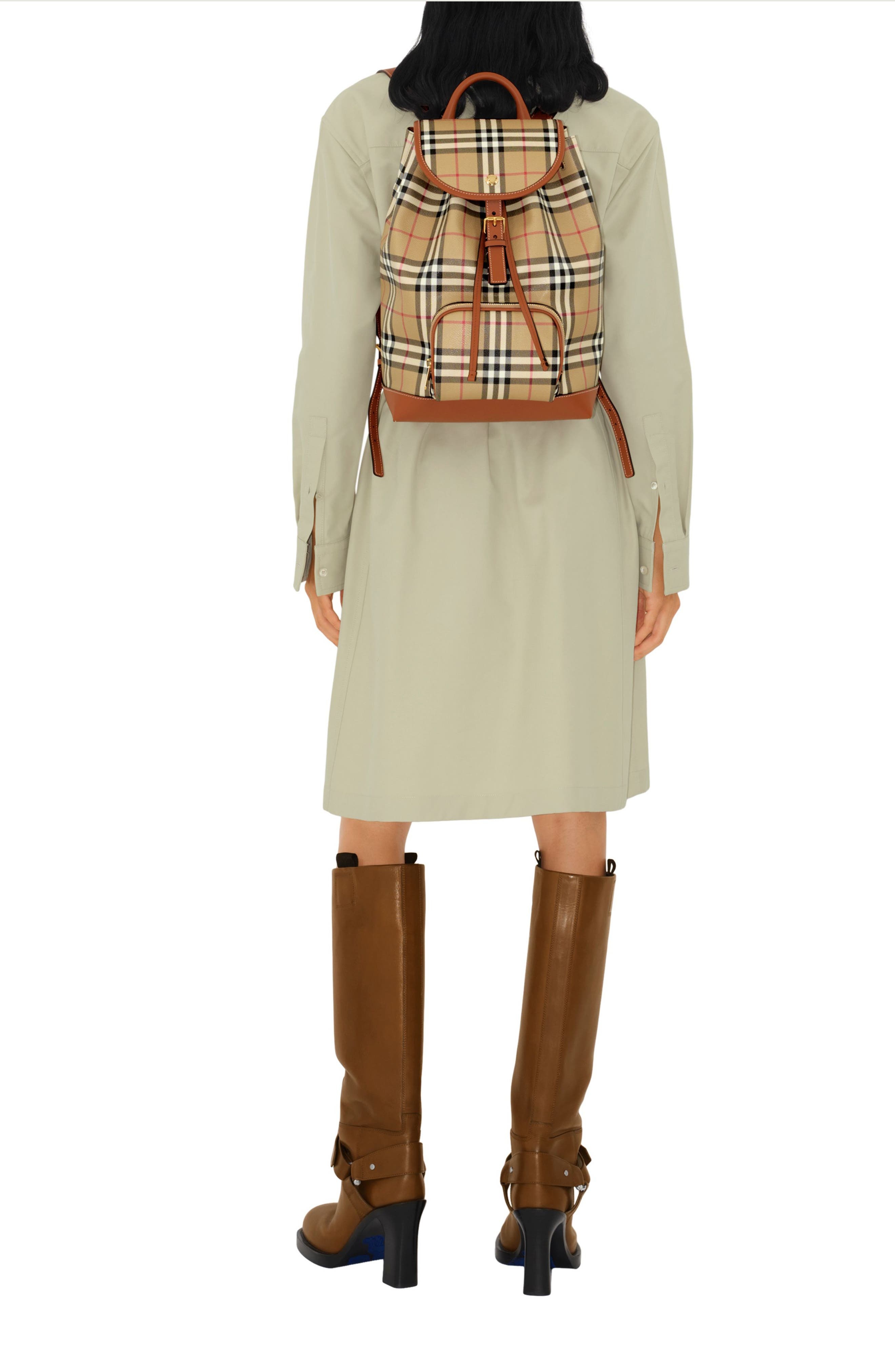 burberry Medium Check Coated Canvas Backpack in Vintage Check/Briar Brown at Nordstrom - 2