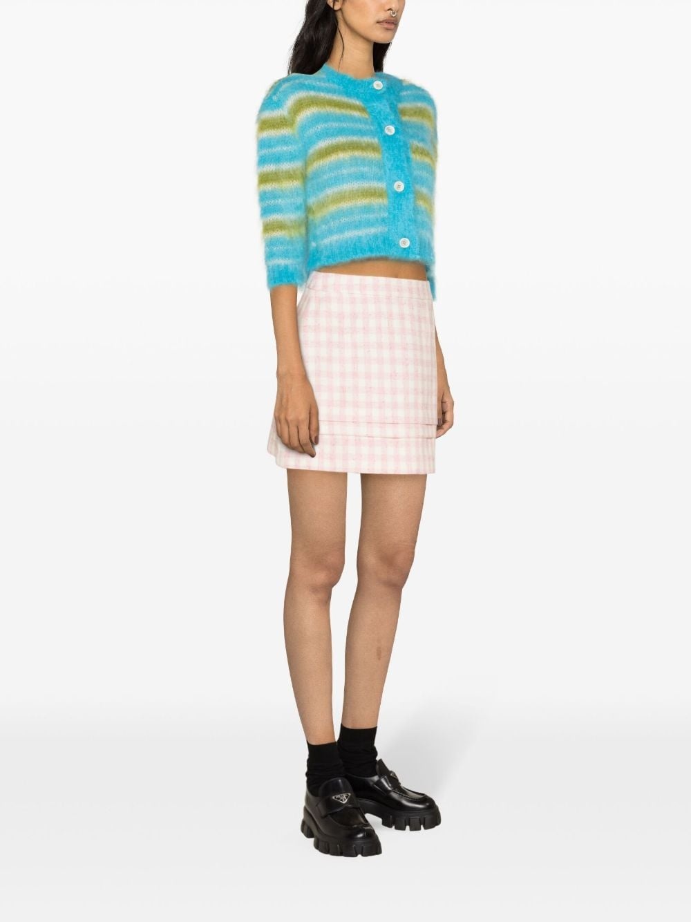brushed striped cardigan - 4