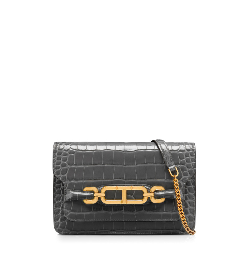 STAMPED CROCODILE LEATHER WHITNEY SMALL SHOULDER BAG - 1