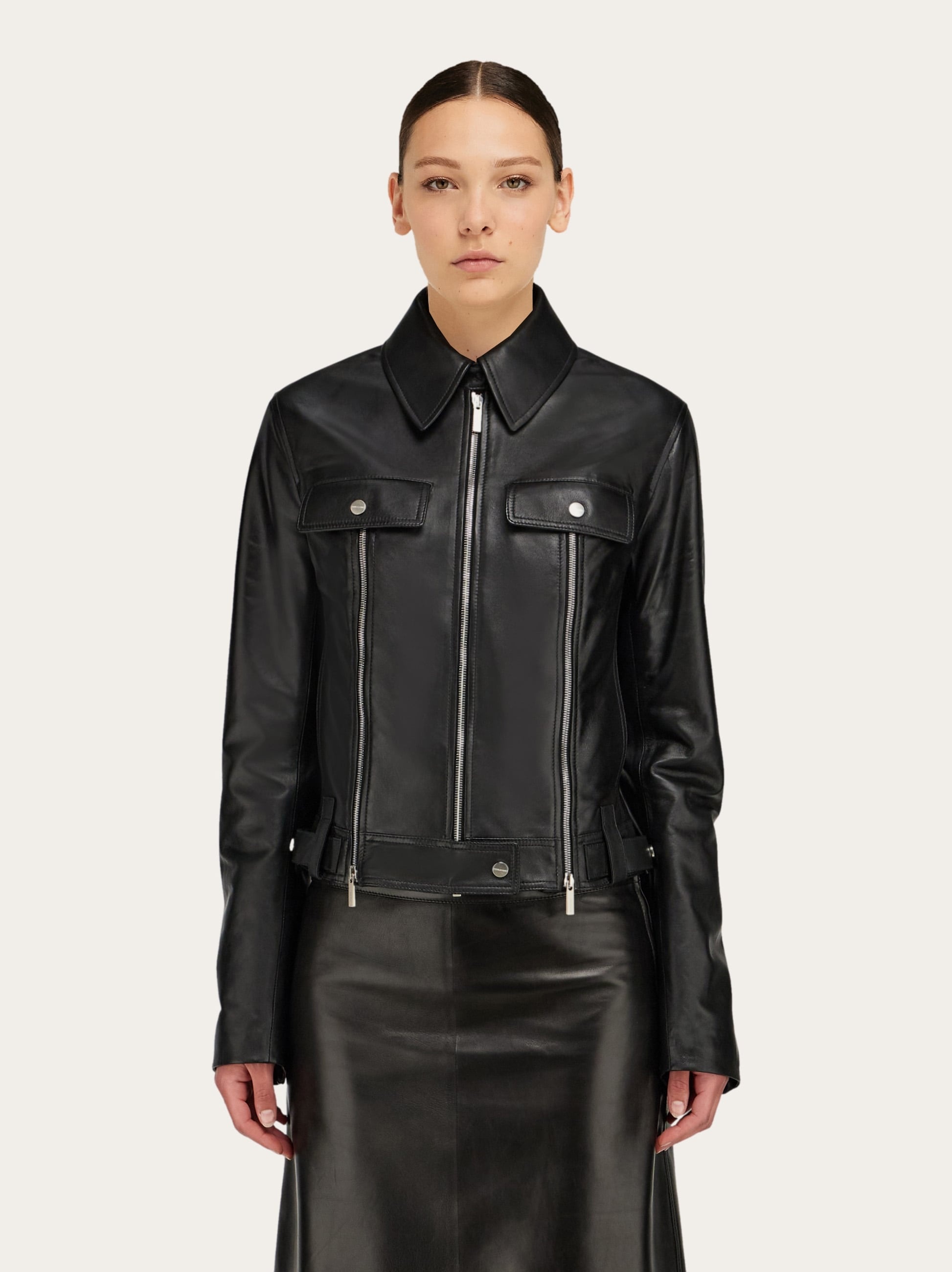 Biker jacket with vertical zip detail - 2