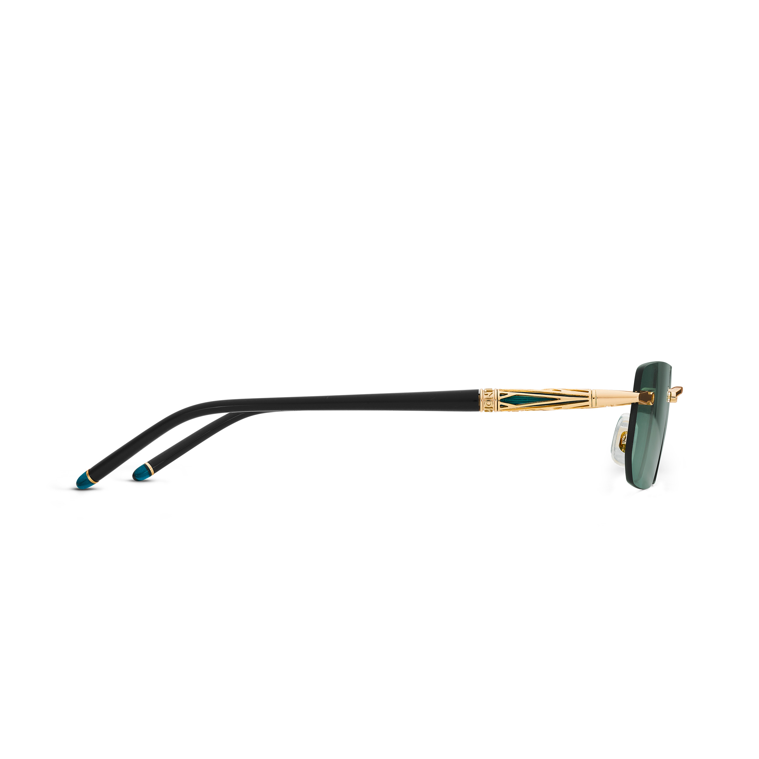 Rectangular Sunglasses with Gold-Colored Metal Frame - 2
