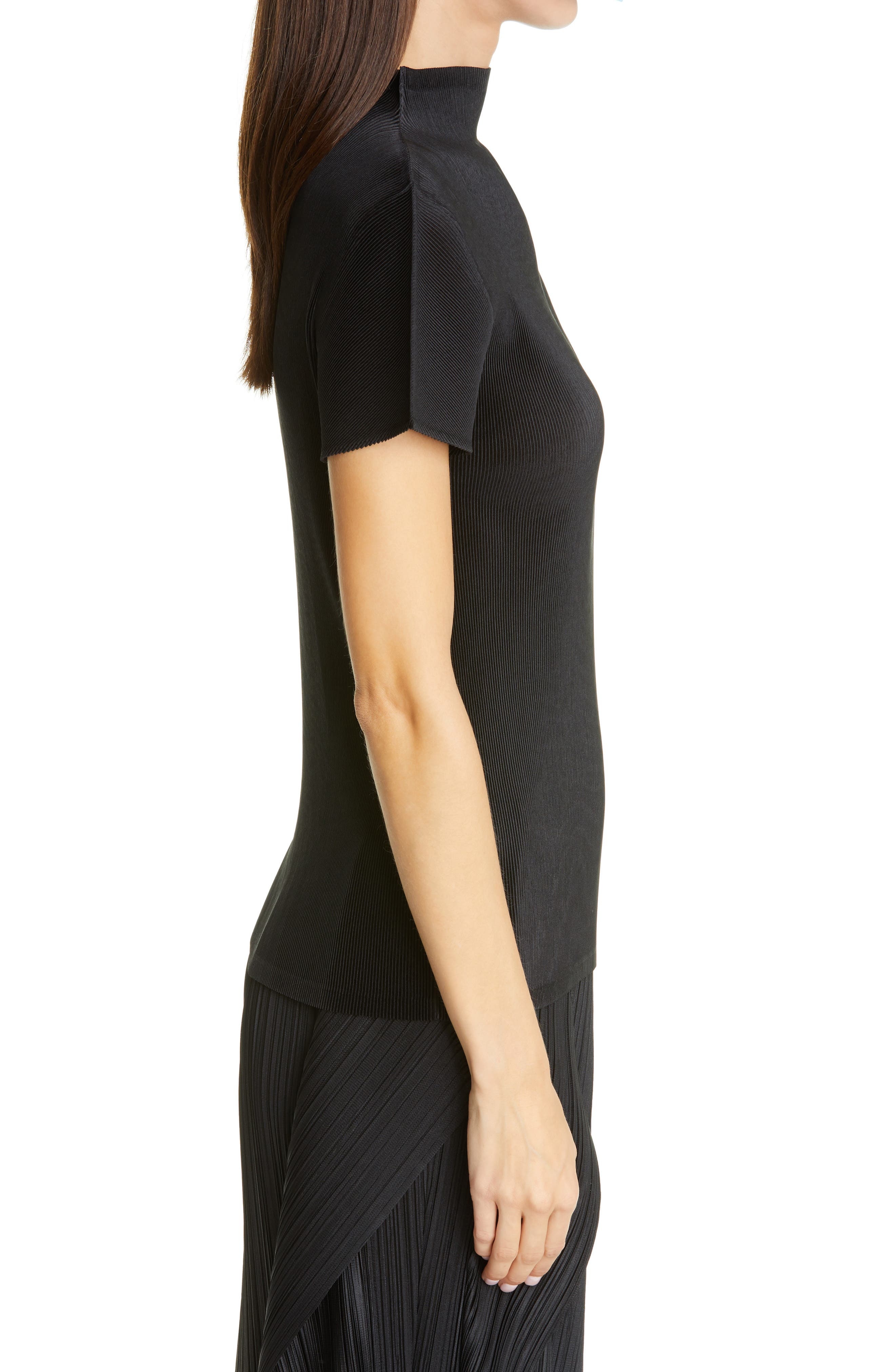Pleats Please Issey Miyake Mist Basics Funnel Neck Top in Black at Nordstrom - 3