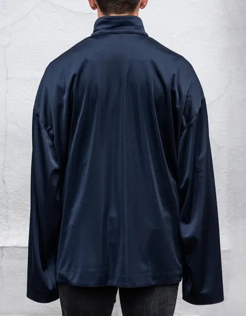 Balenciaga Navy Blue High Sheen Oversized Tracksuit Jacket - 4