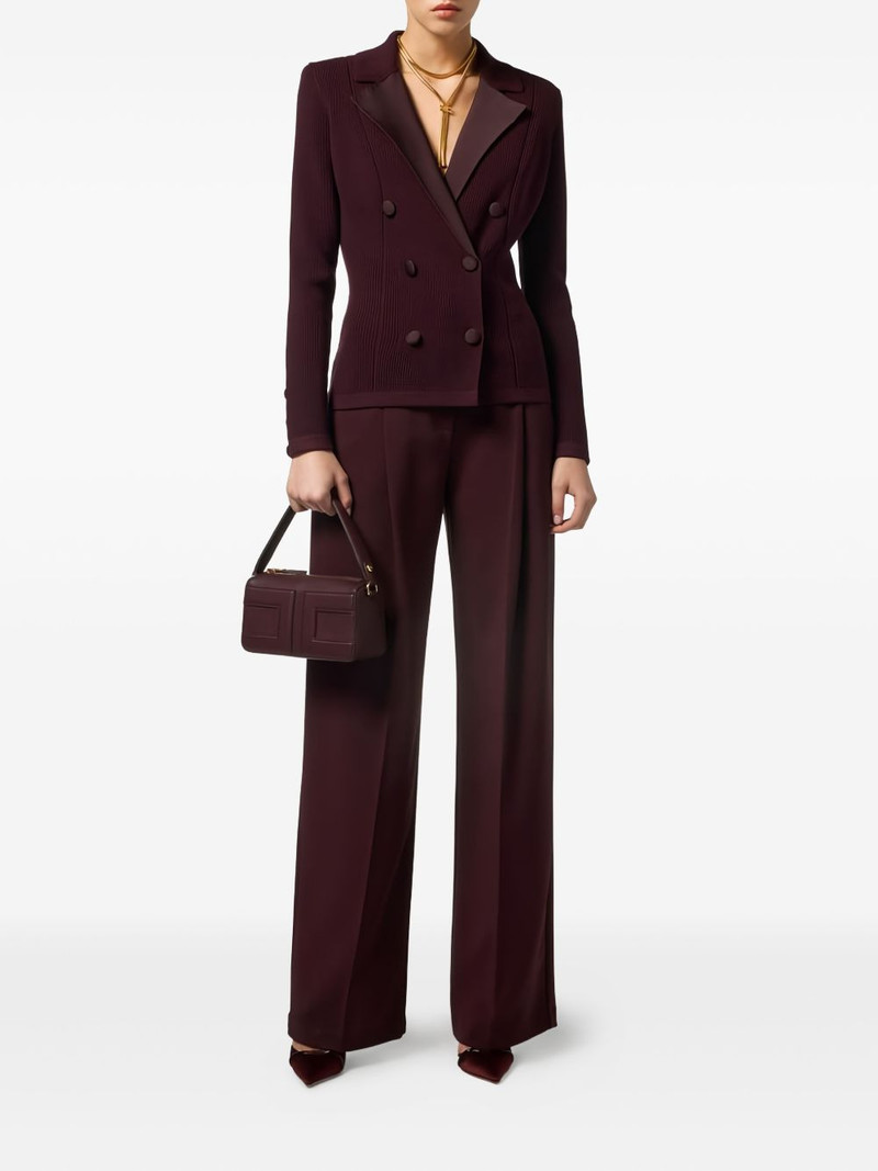 ELISABETTA FRANCHI double-breasted ribbed-knit blazer outlook