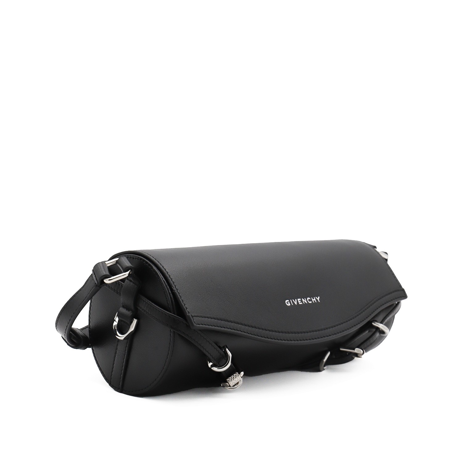 BLACK LEATHER CROSSBODY BAG - 2