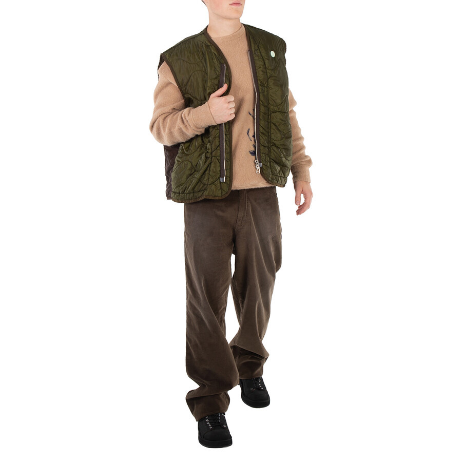 OAMC Men's Dark Moss Zipped Gilet Vest, Size Medium - 6