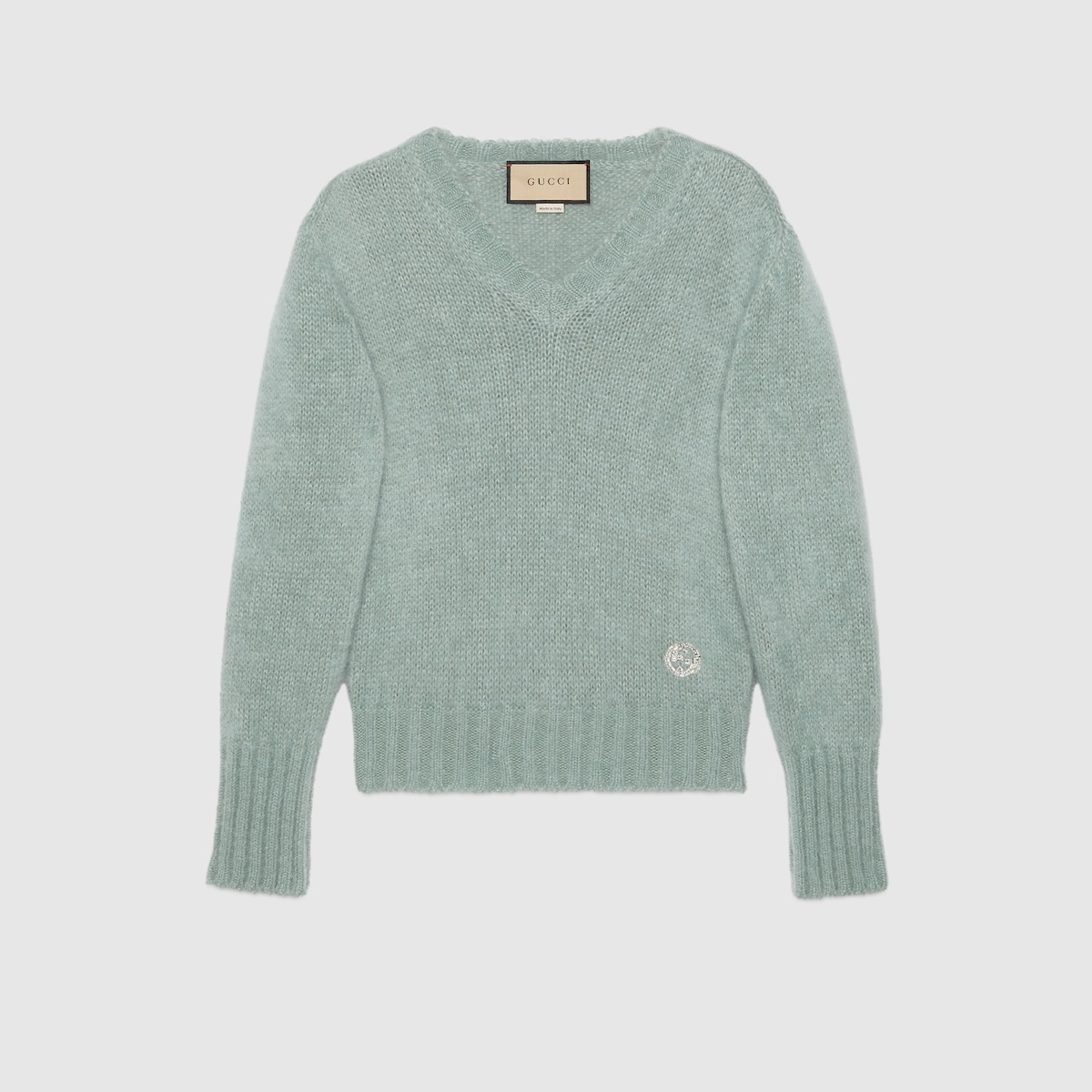 Wool mohair sweater with crystal G - 1