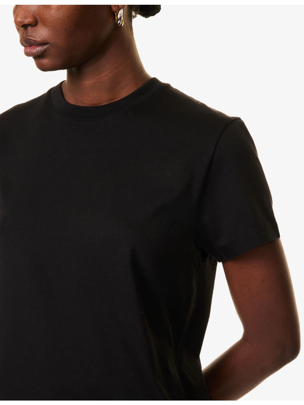Round-neck ribbed-trim cotton-jersey T-shirt - 5