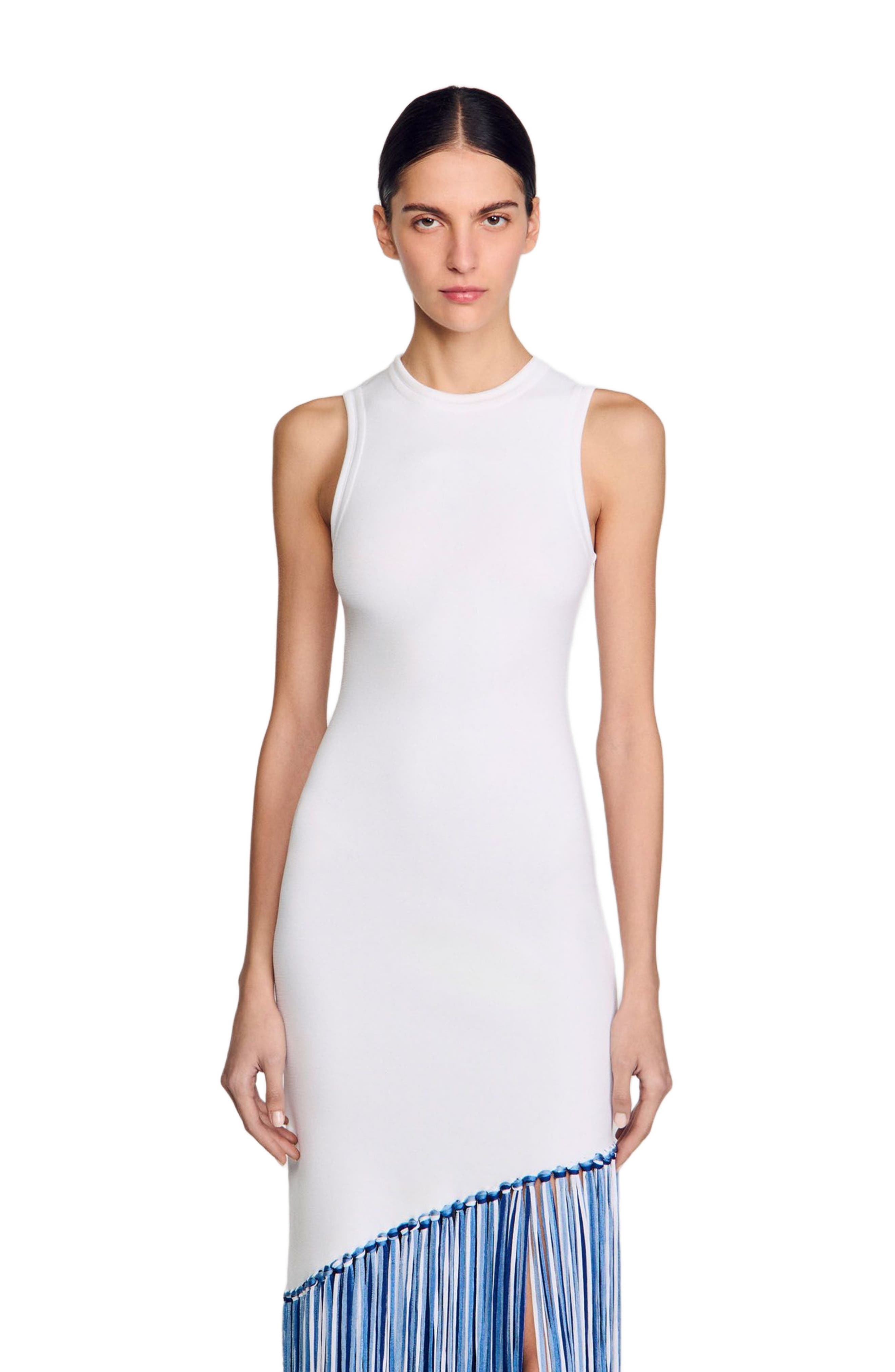 SANDRO Fringed maxi dress in White at Nordstrom - 3