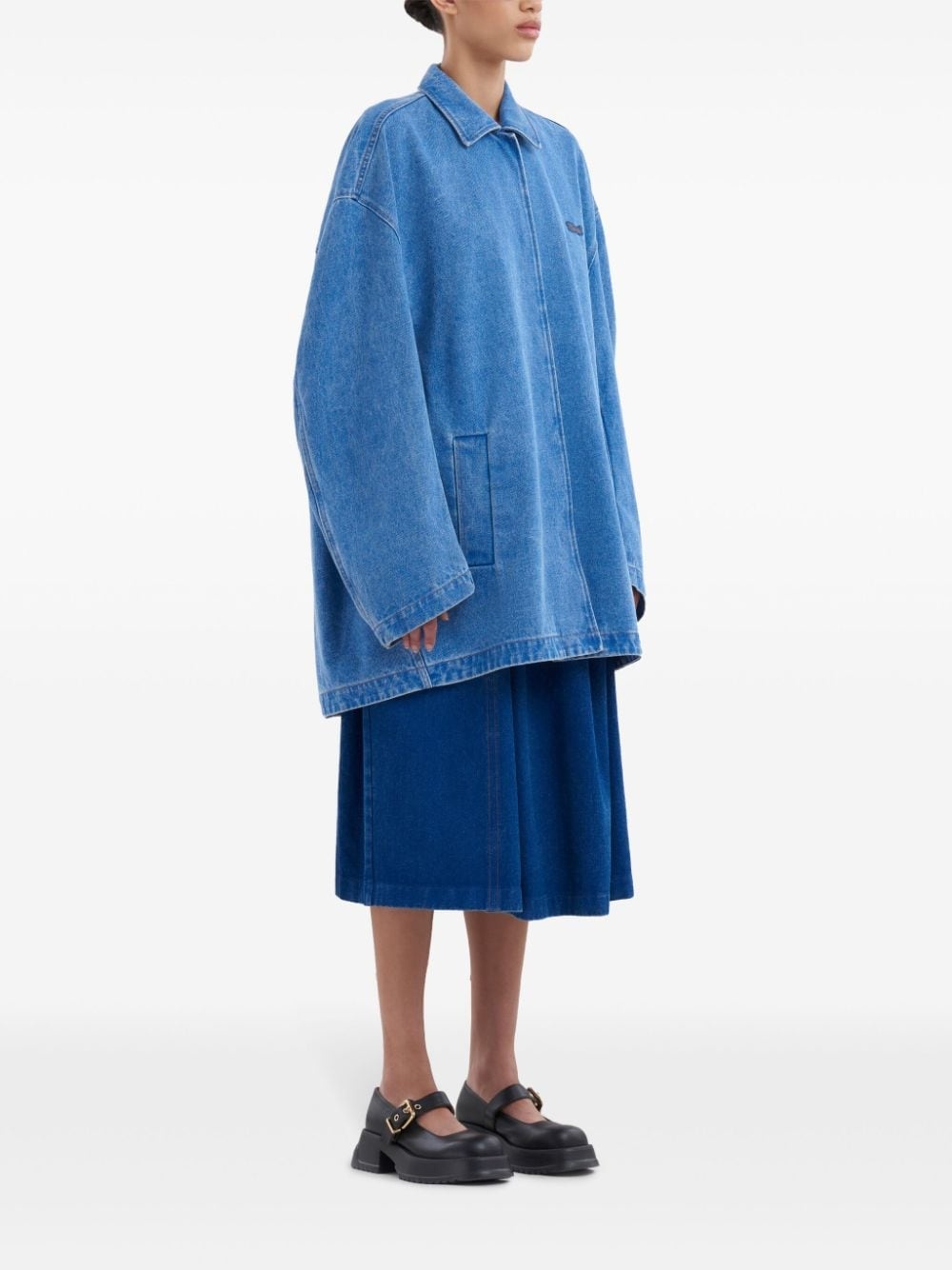 logo-appliquÃ© denim jacket - 3