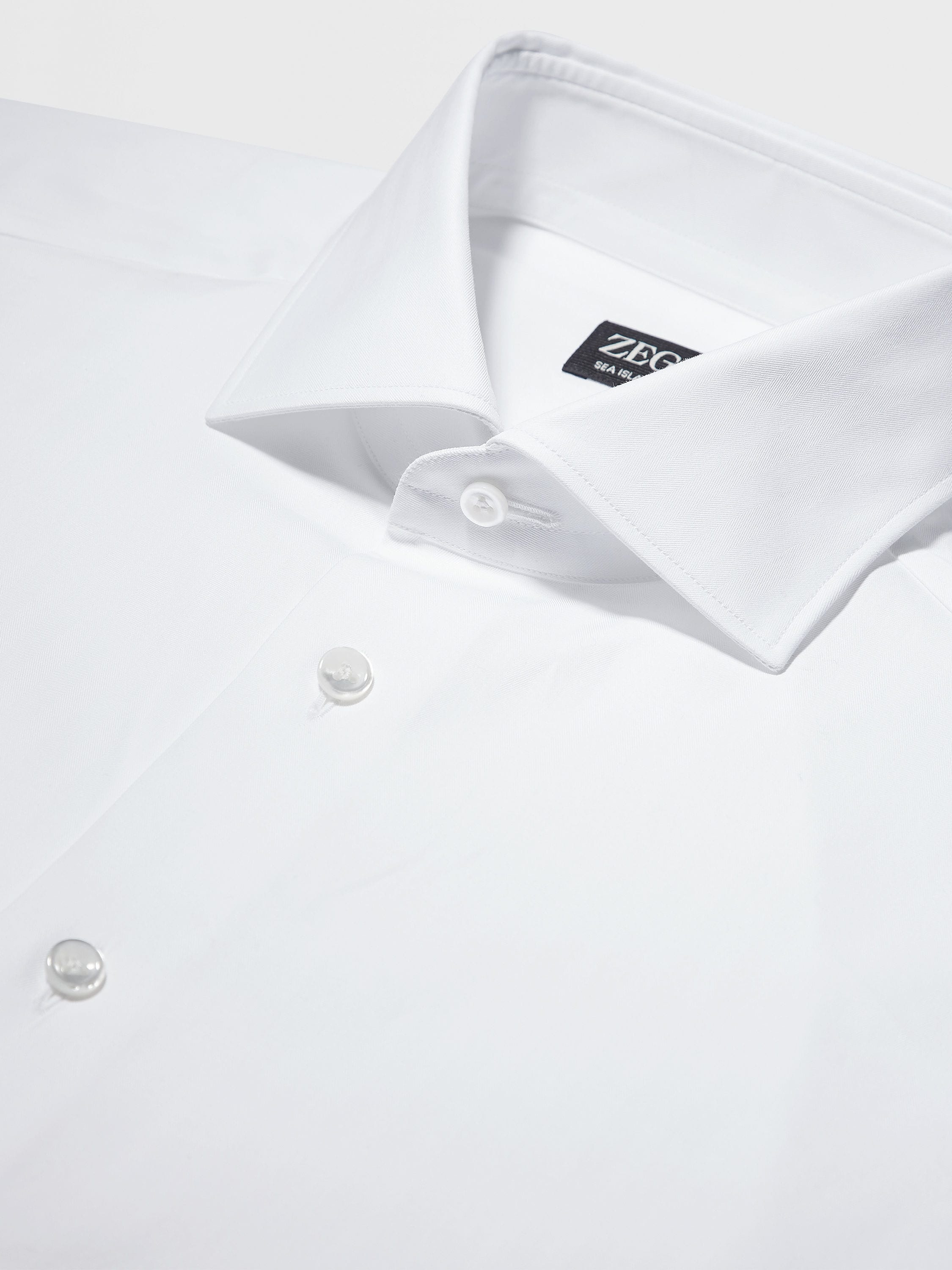 WHITE SEA ISLAND COTTON LONG-SLEEVE TAILORING SHIRT - 3