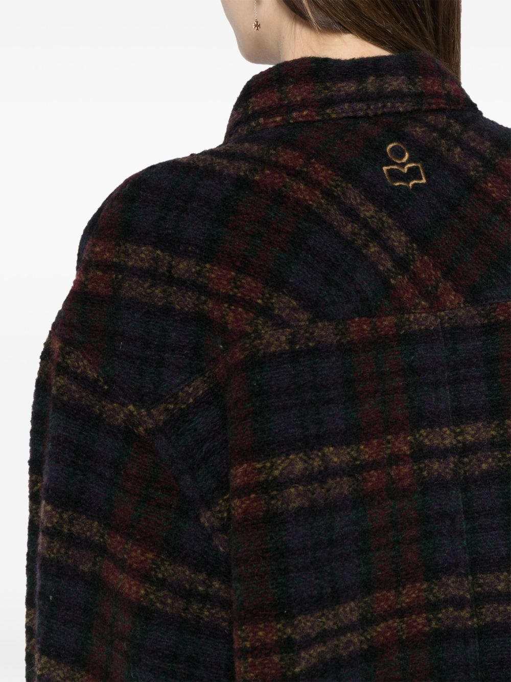 check-print blanket coat - 5