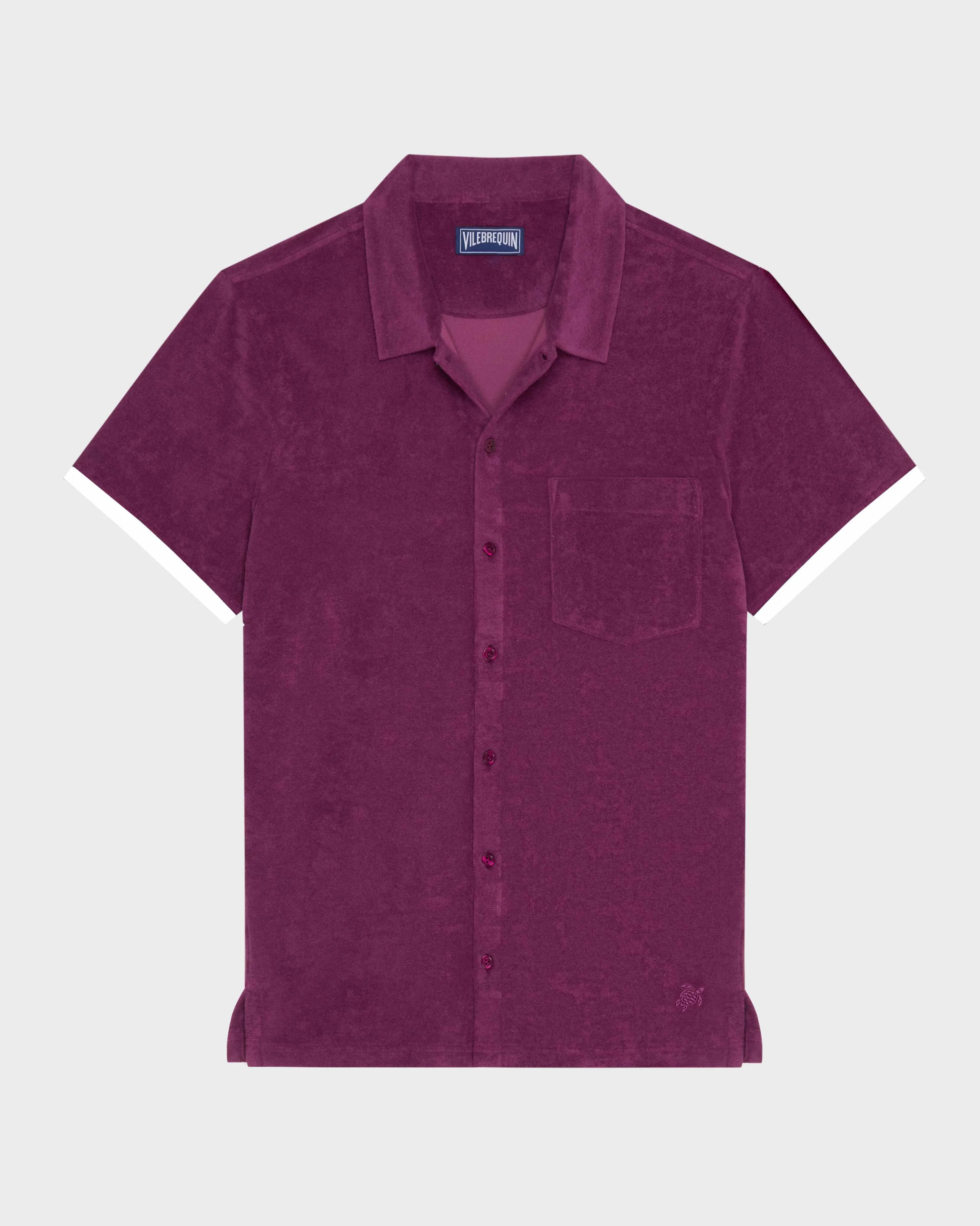 MEN TERRY BOWLING SHIRT SOLID - 1