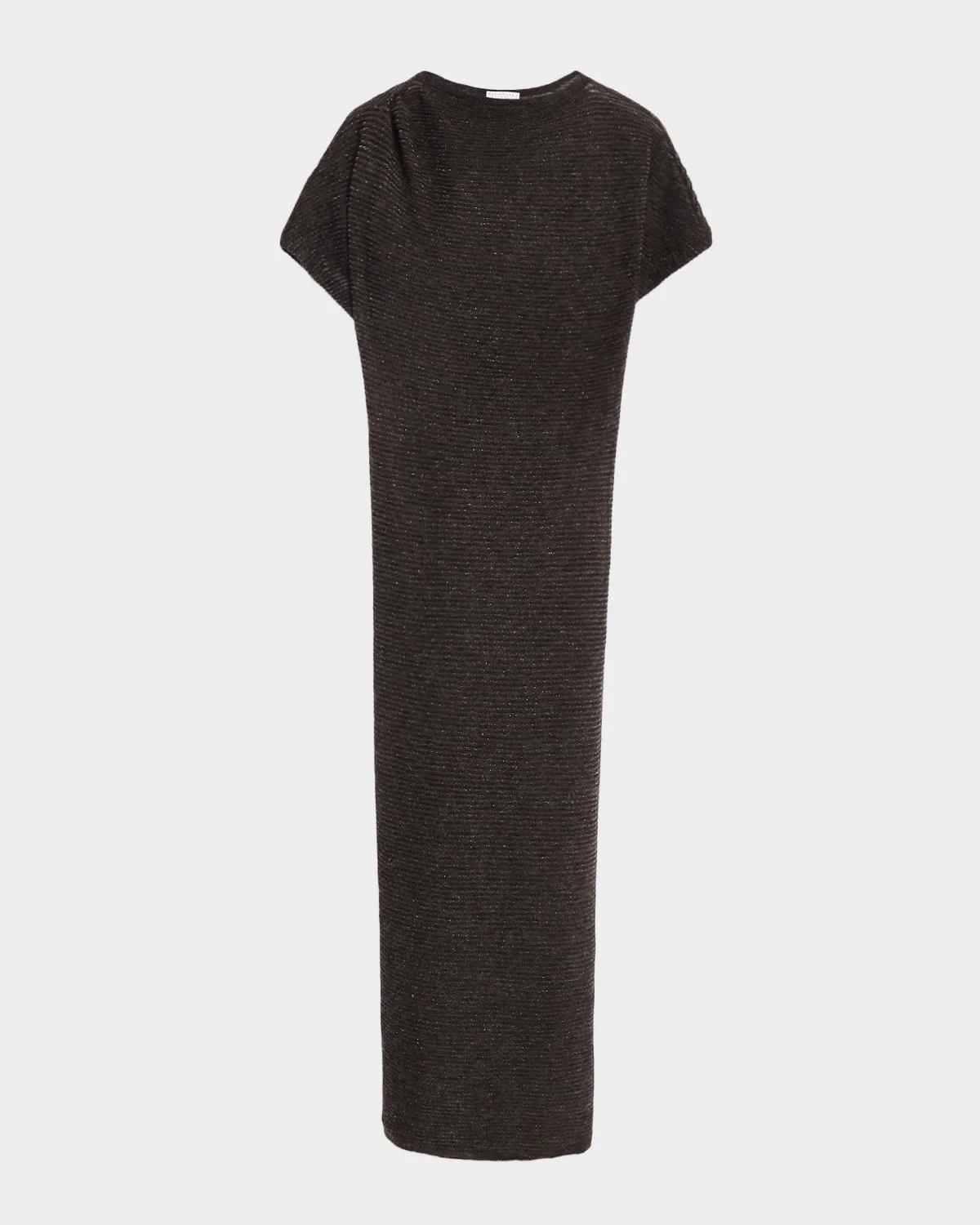 Silk Alpaca Knit Short-Sleeve Column Dress - 1