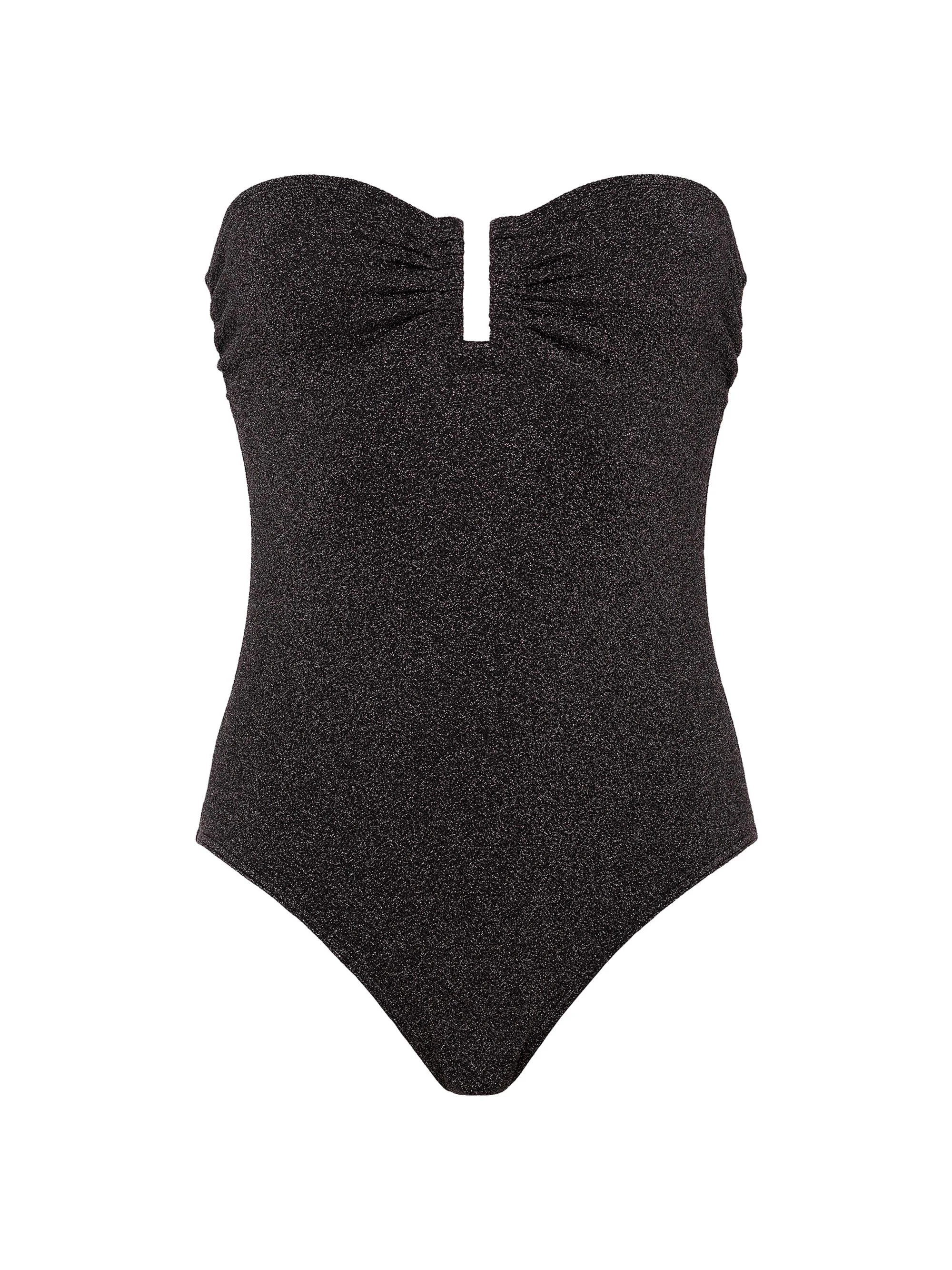 Women's Scintillant Glitter Bustier One-Piece Swimsuit - Noir Lurex - 1