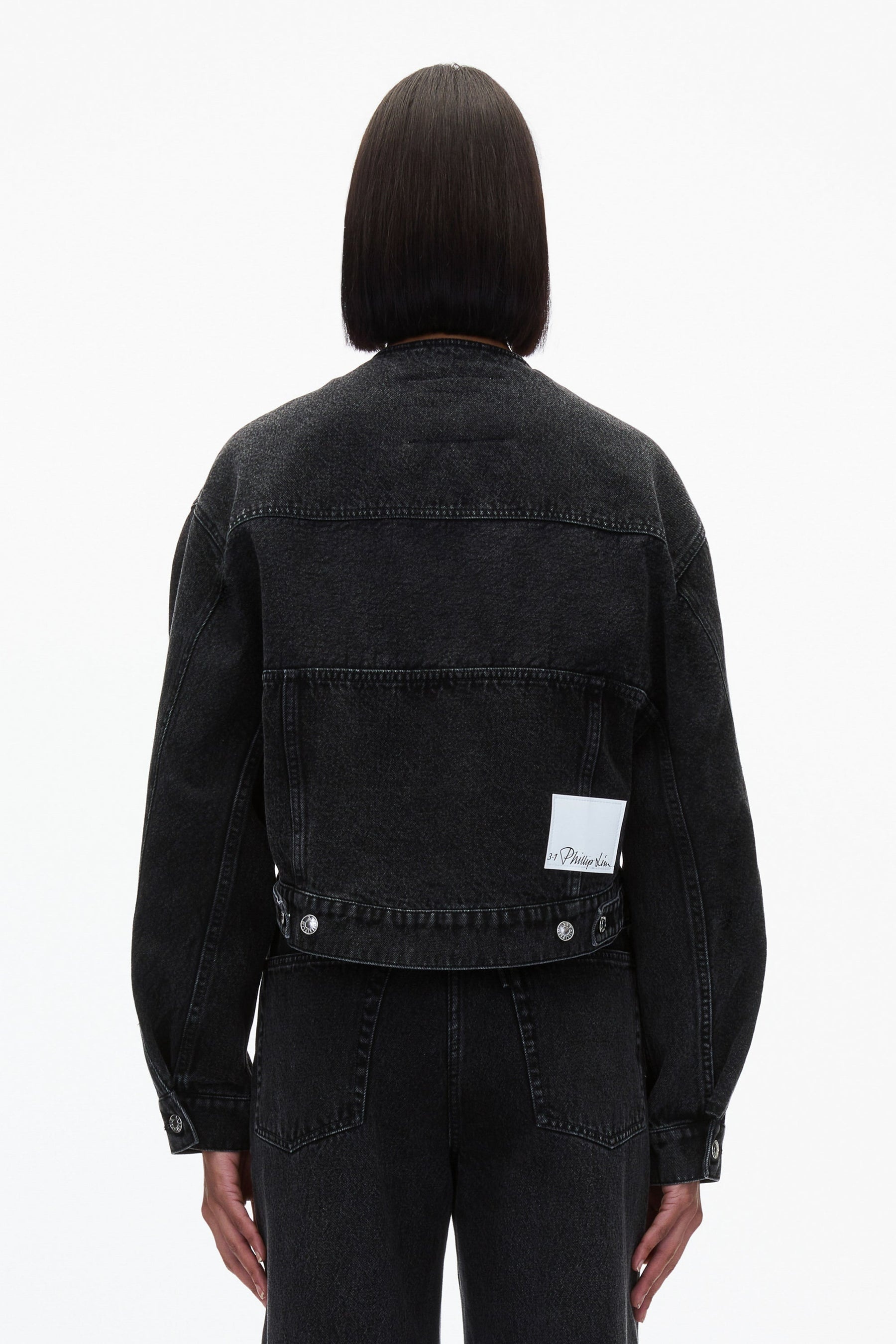 Crewneck Cropped Denim Jacket - 4