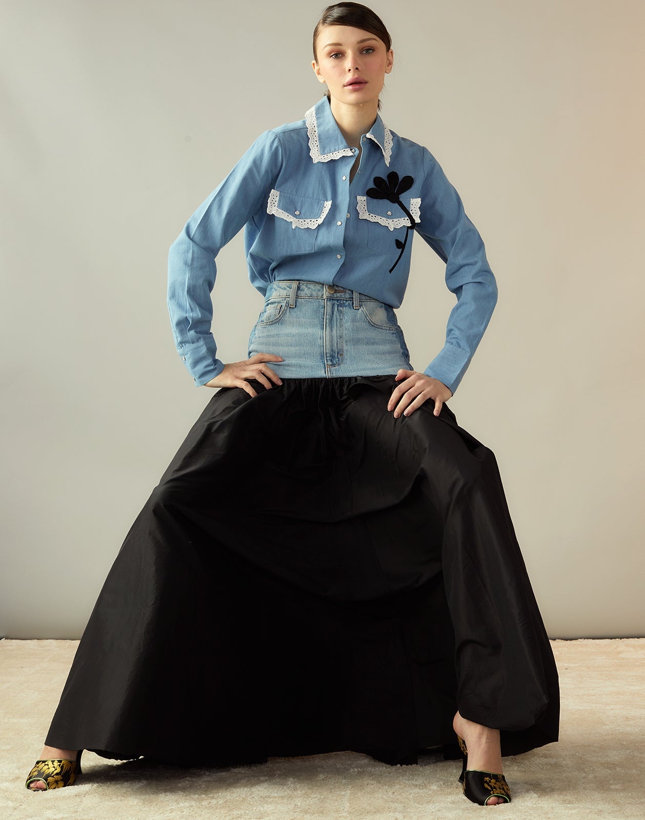 Denim Taffeta Skirt - 7