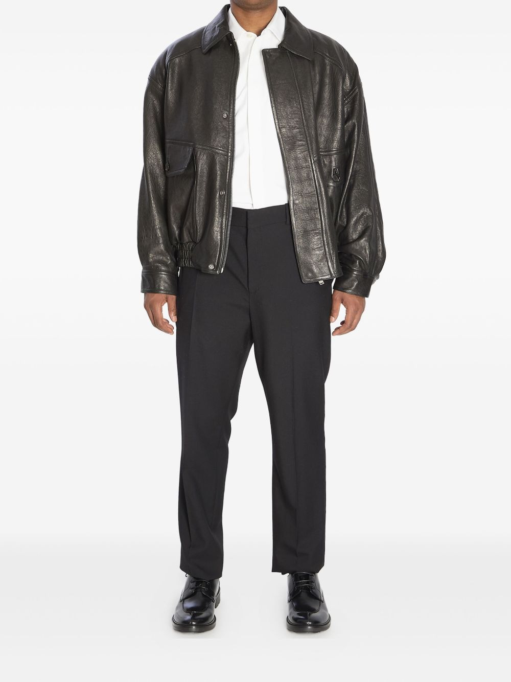 leather flap-pocket jacket - 2
