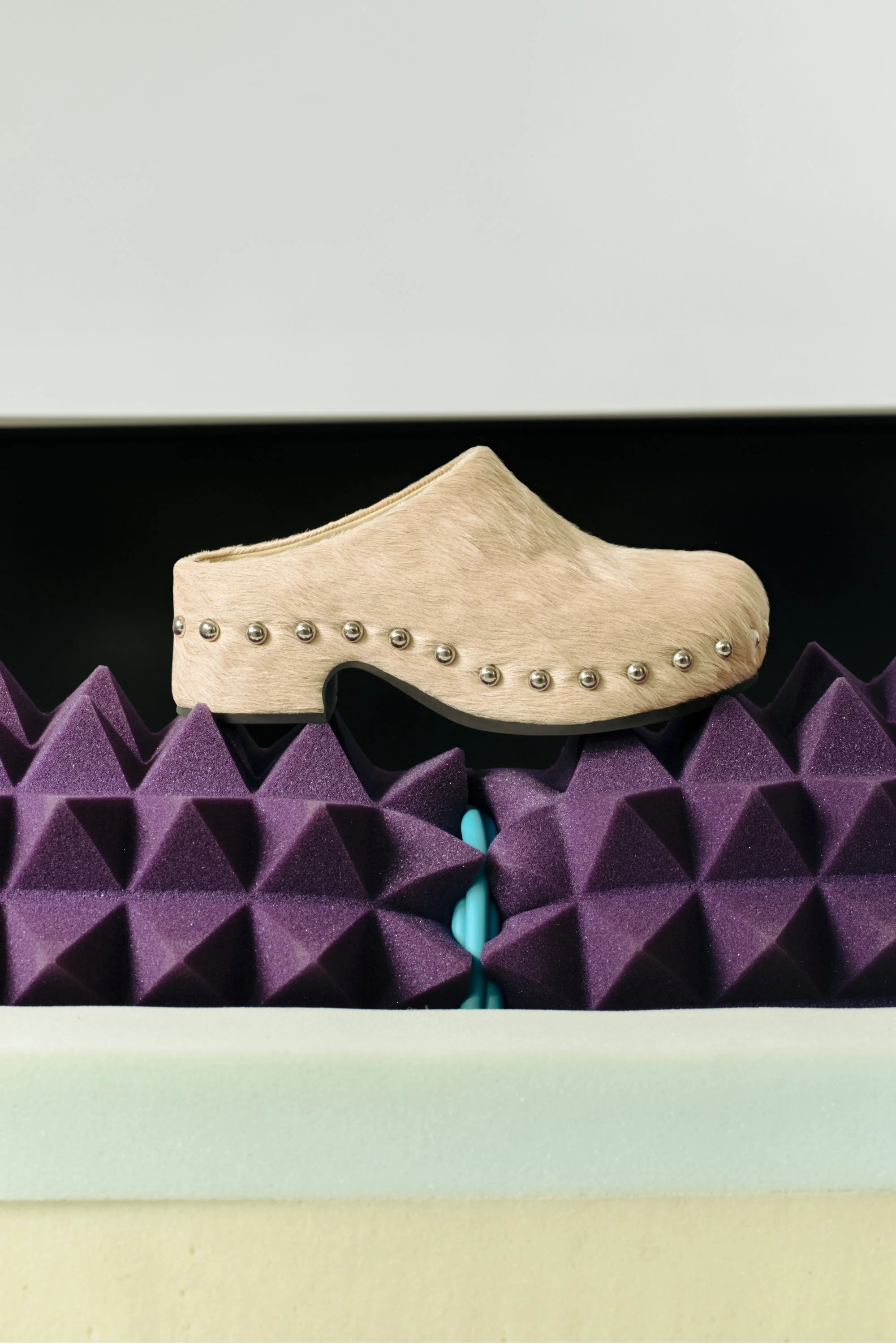 Haircalf Studded Rio Clog In Ecru/Silver - 1
