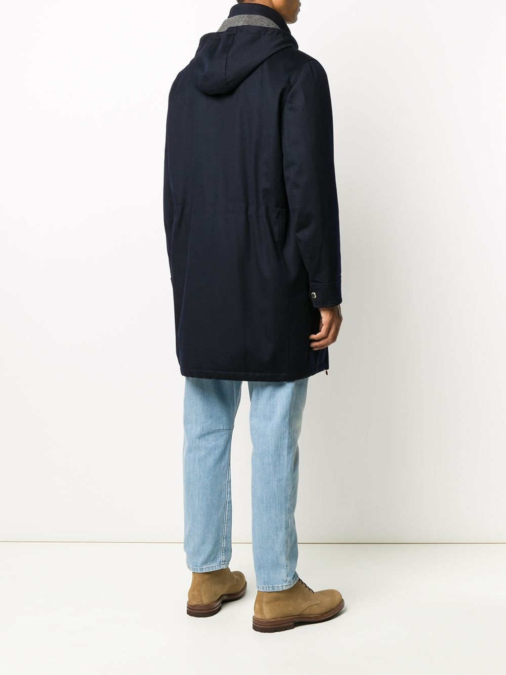 hooded mid-length coat - 4