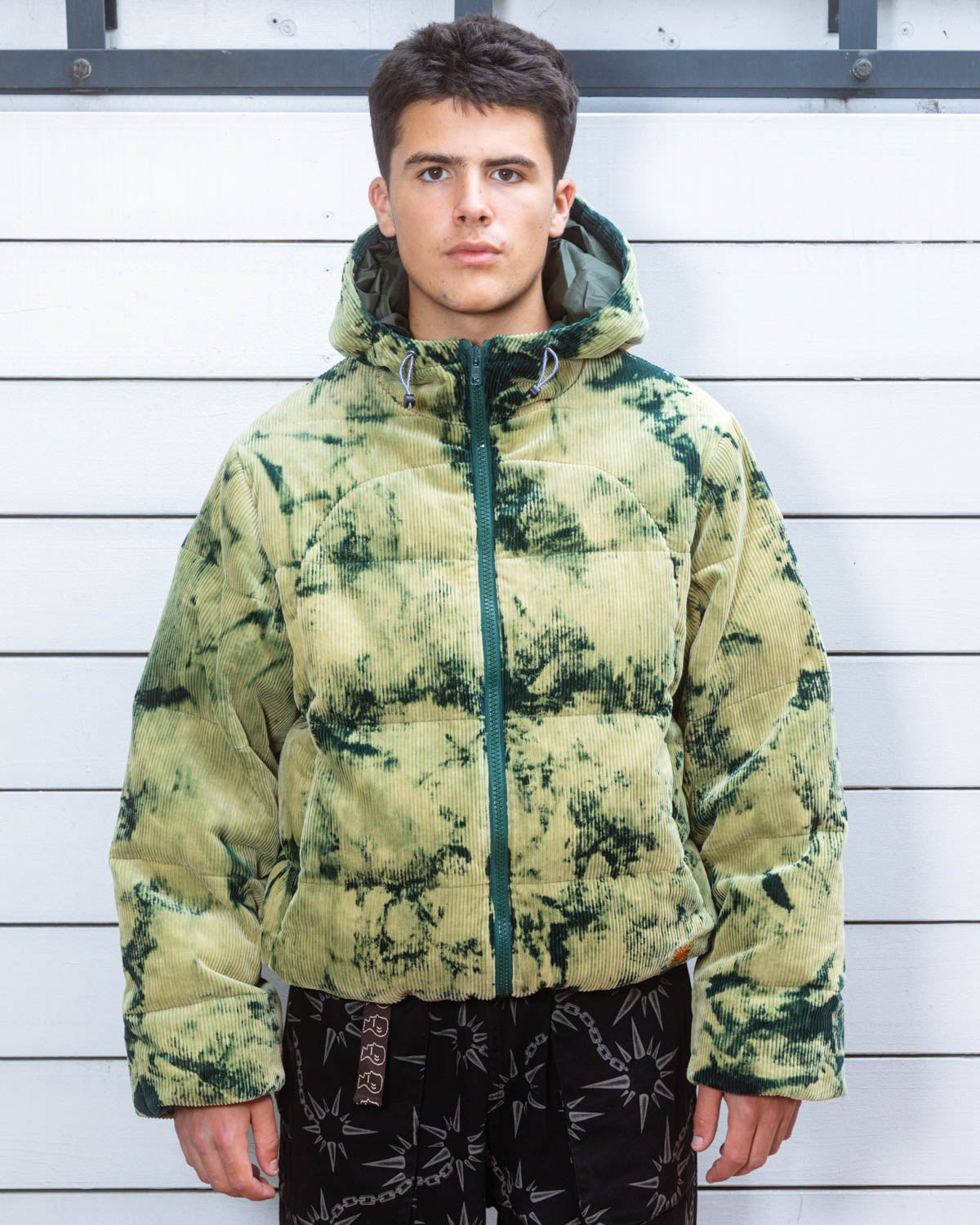 Bleach Dyed Dimension Puffer Jacket - Olive - 2