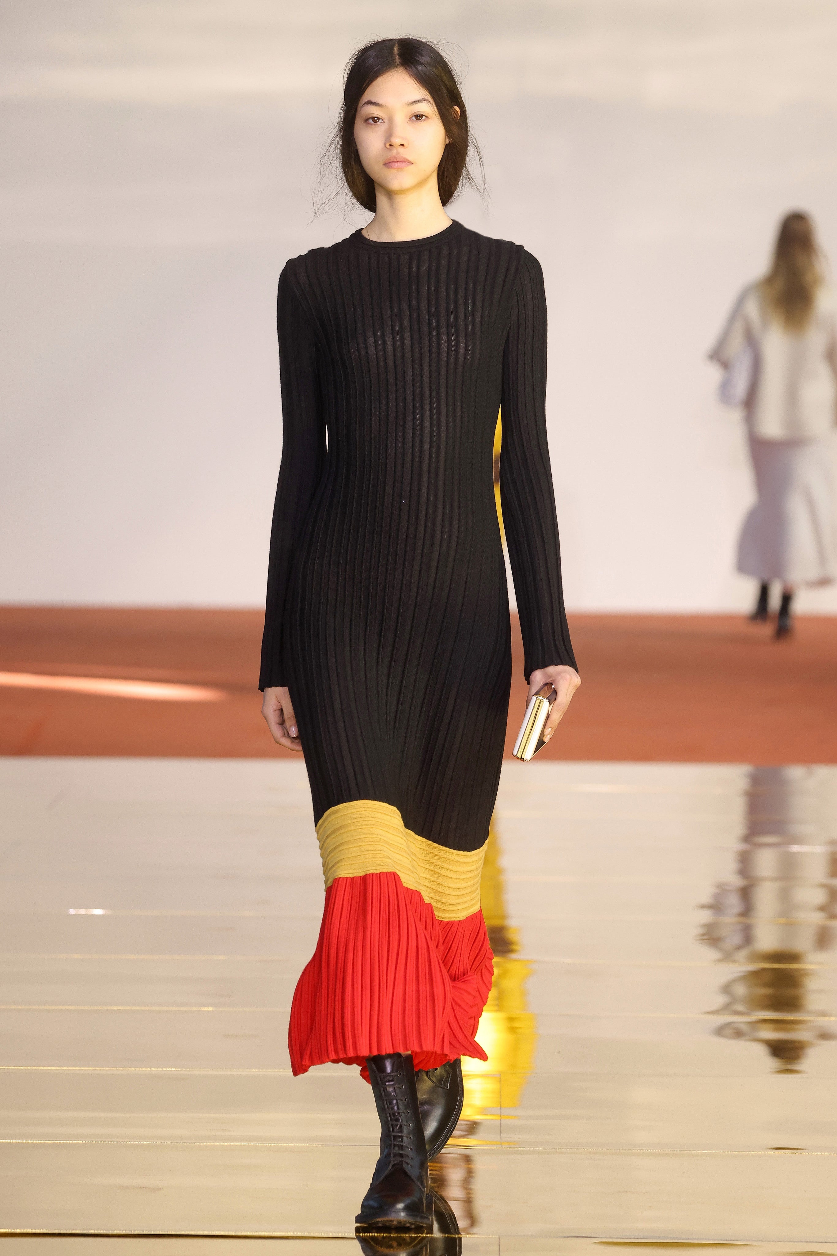 Fiona Dress in Black Colorblock Silk Cashmere - 2