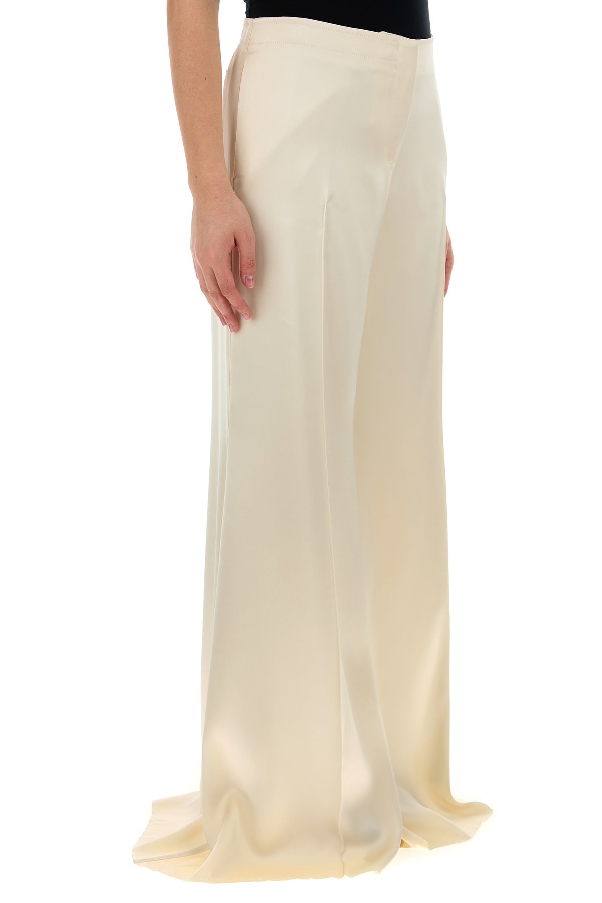 Cream satin wide-leg pant - 3