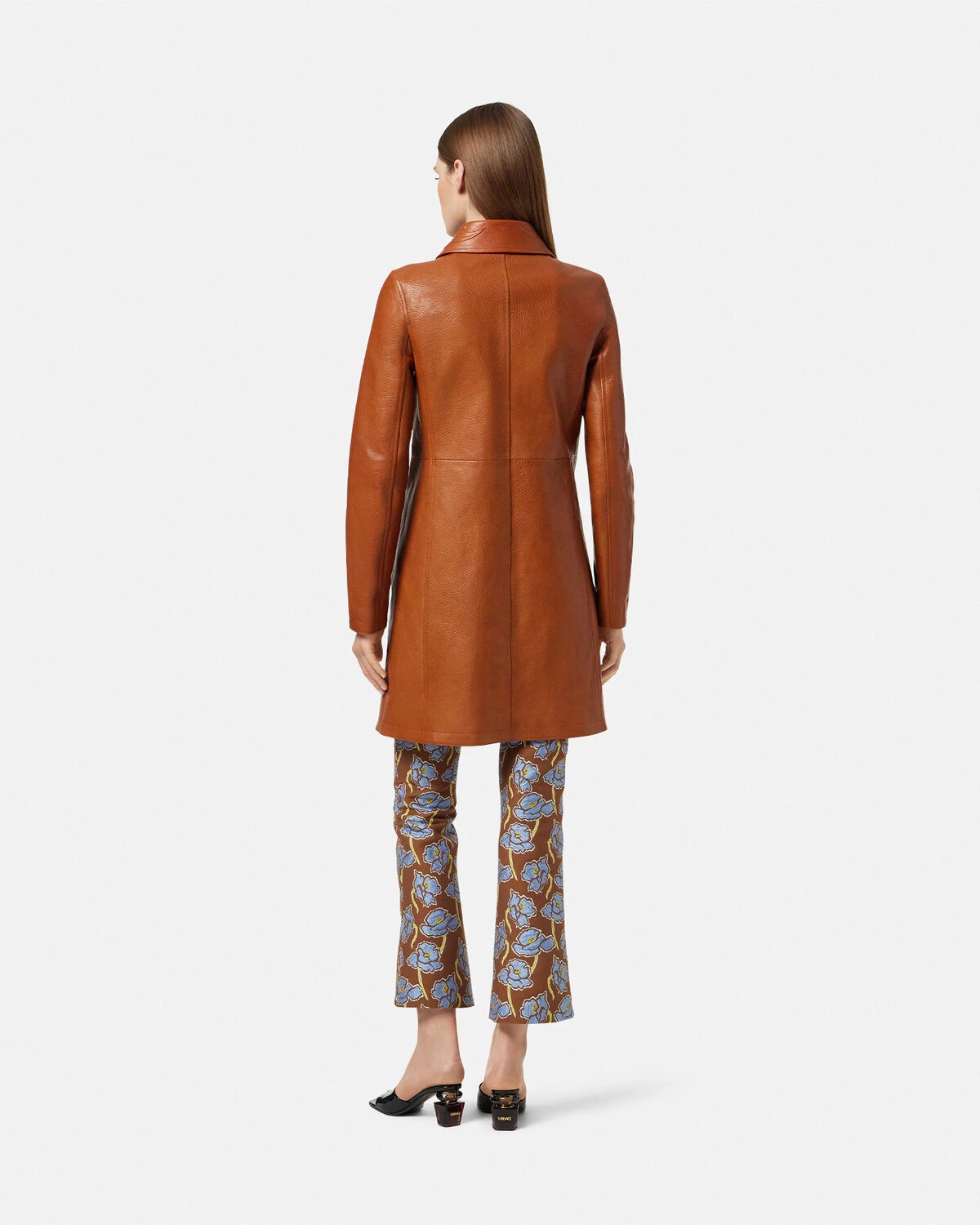 Barocco A-Line Leather Coat - 5
