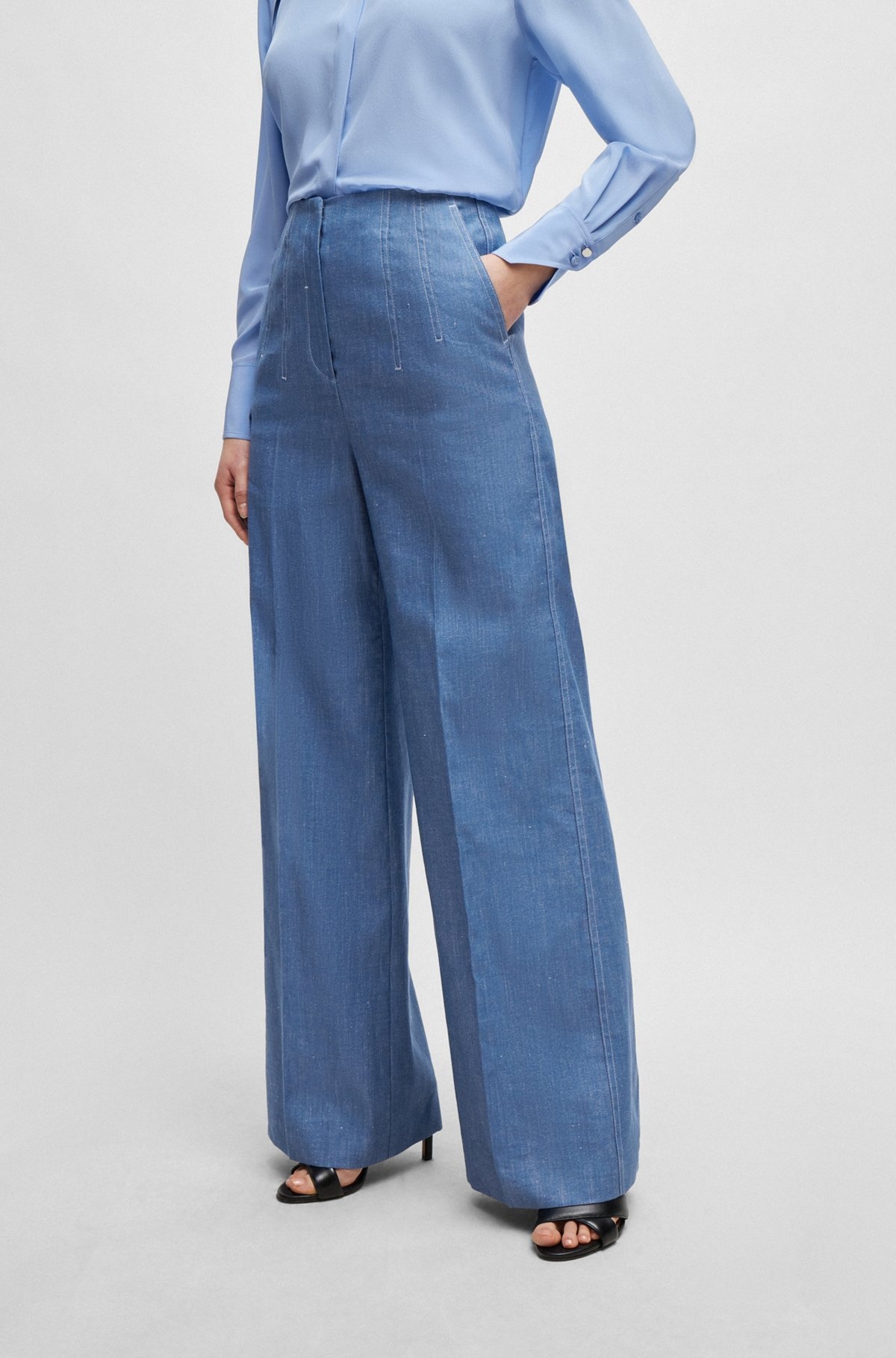 RELAXED-FIT TROUSERS IN LINEN, COTTON AND STRETCH - 2