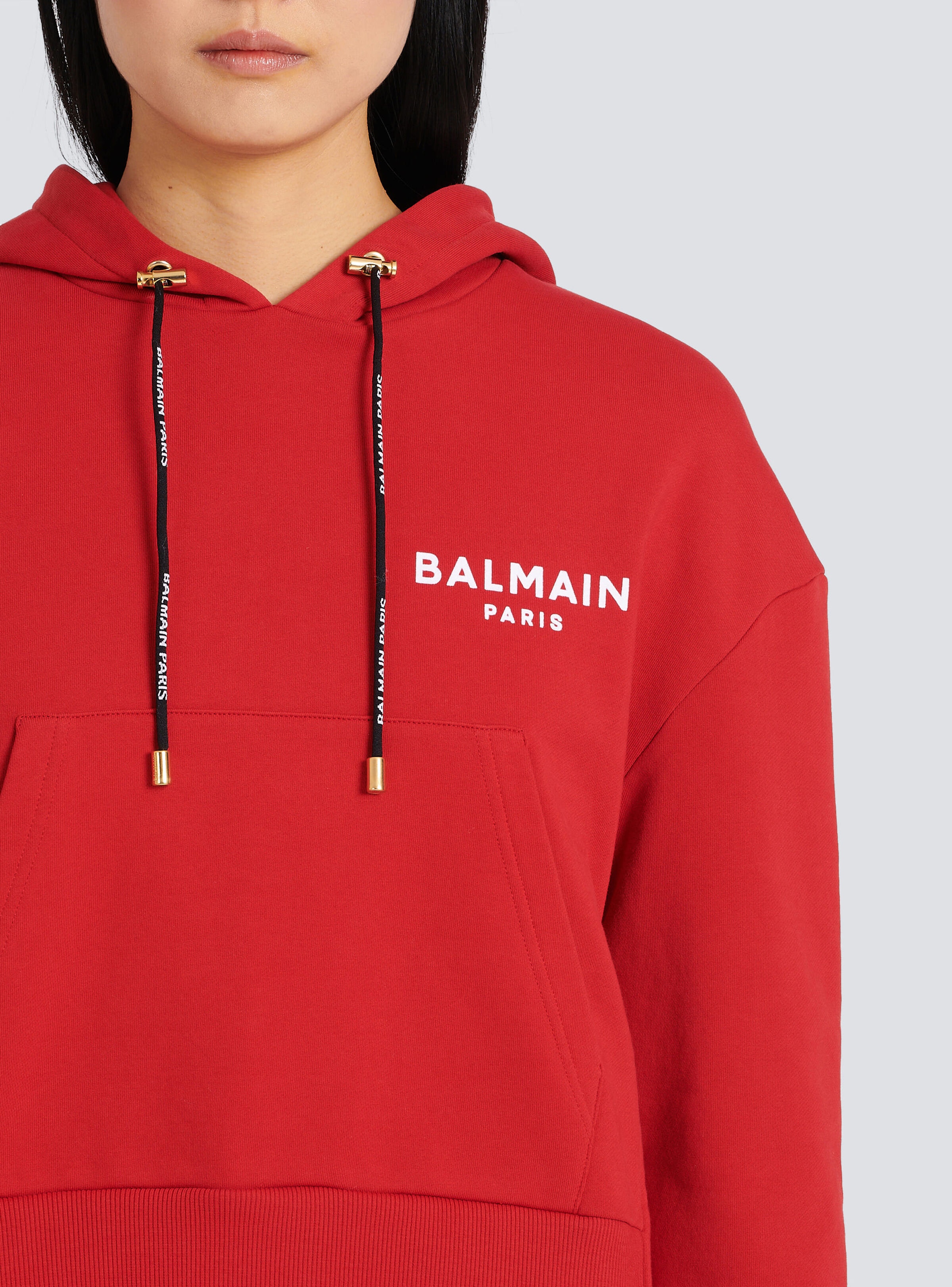 Eco-designed cotton sweatshirt with flocked Balmain logo - 8