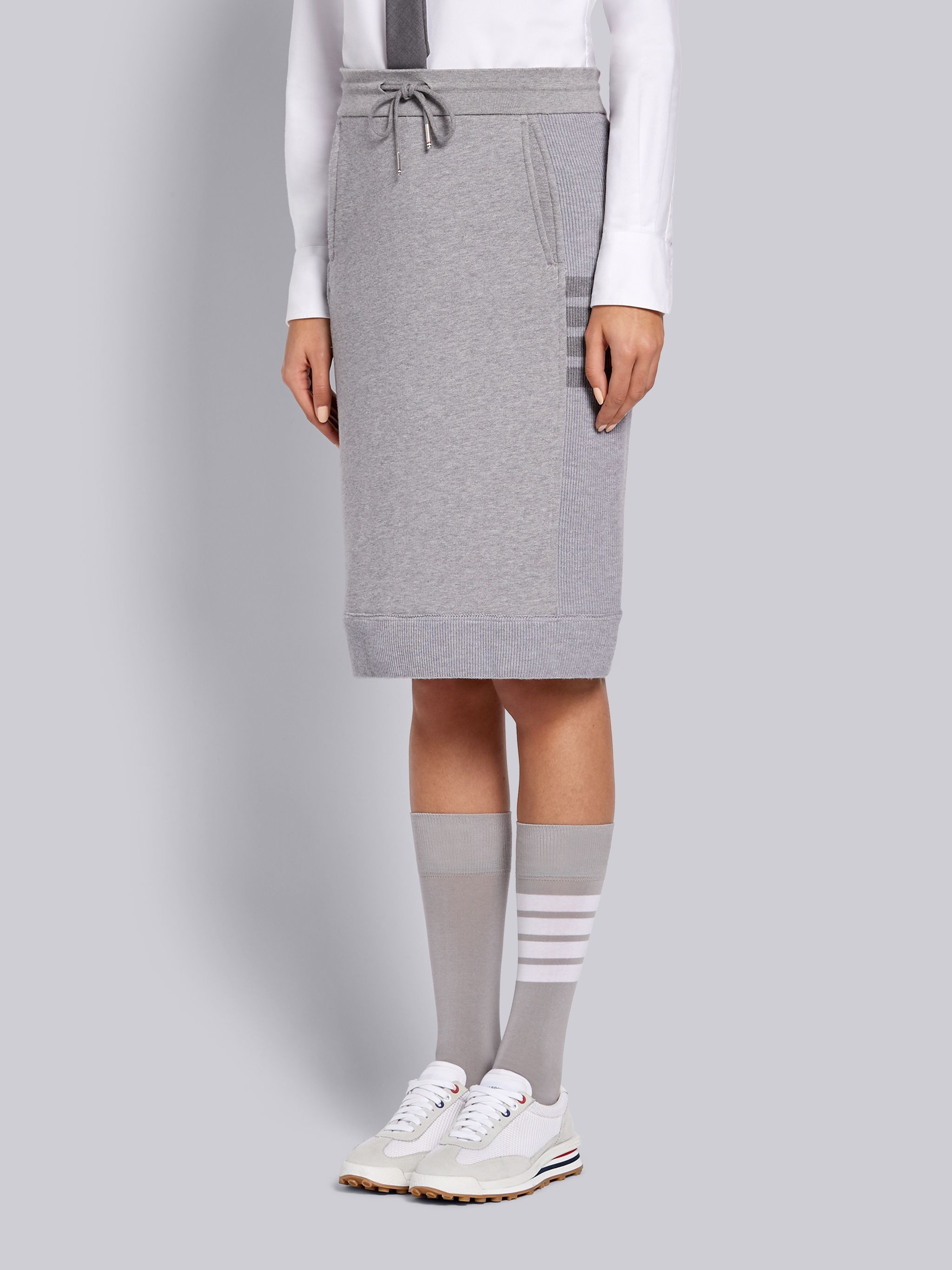 Light Grey Classic Loopback Tonal 4-Bar Sack Skirt - 2