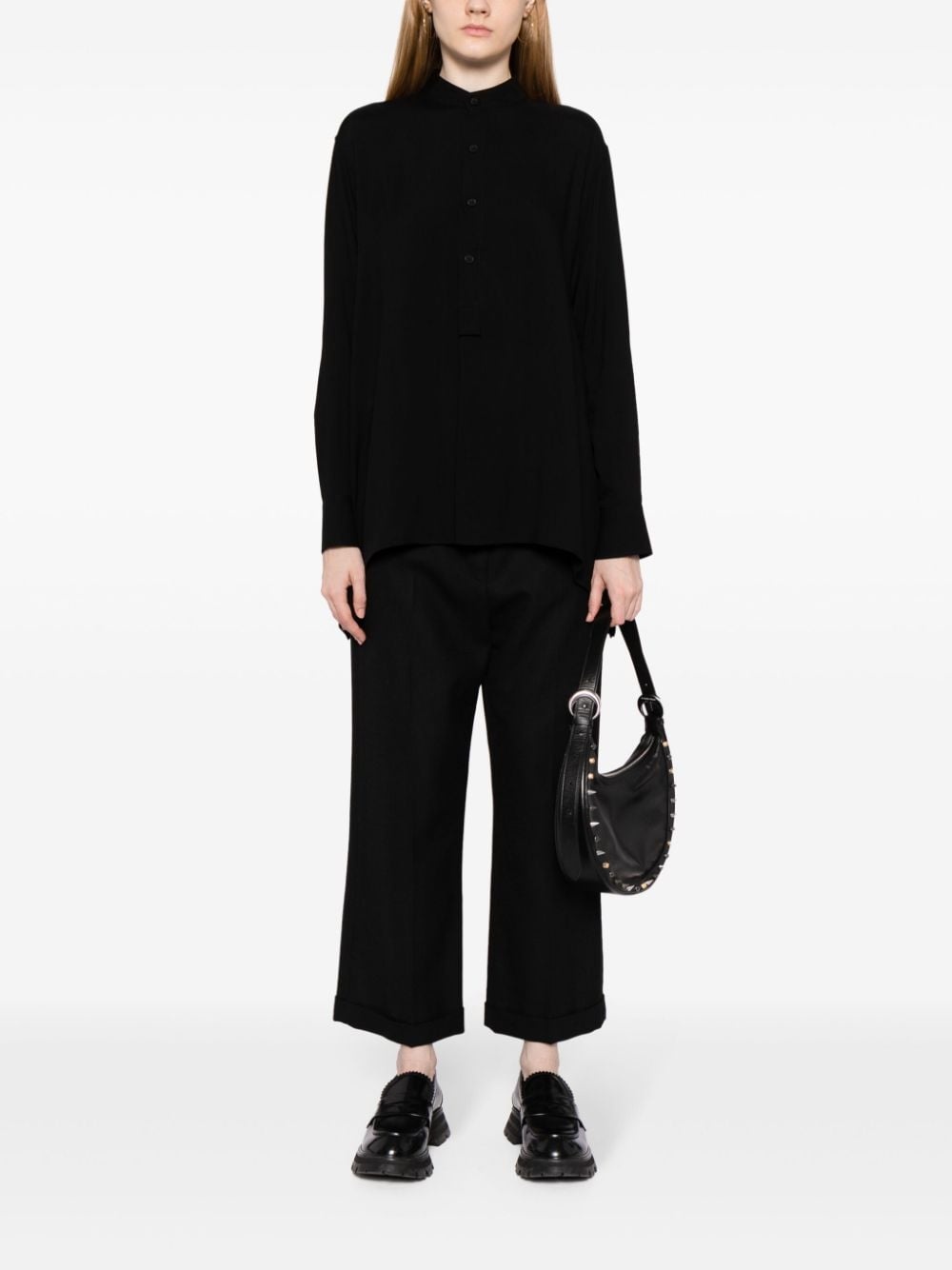 button-up band-collar shirt - 2