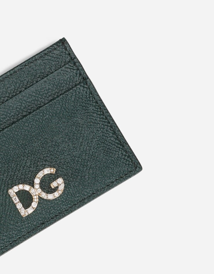 Dauphine calfskin card holder with rhinestone-detailed DG logo - 4