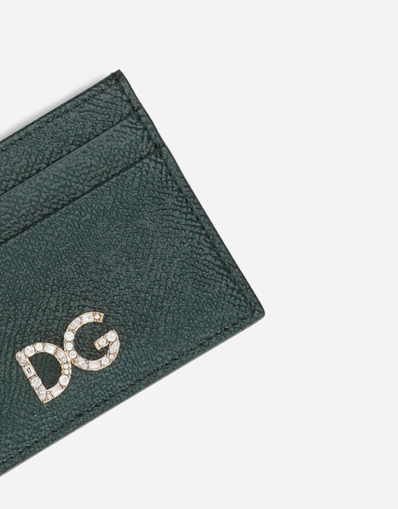 Dauphine calfskin card holder with rhinestone-detailed DG logo 4