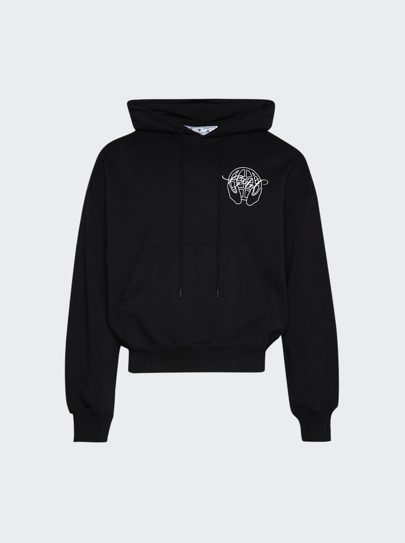 Boxy Hand Arrow Print Hoodie Black - 1