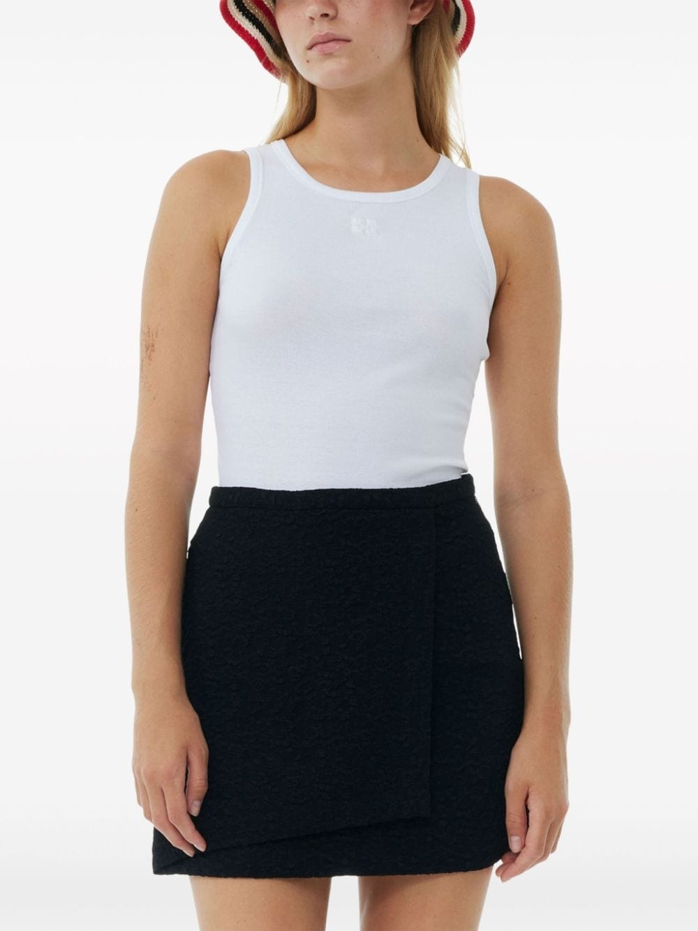 wrap-design textured miniskirt - 5