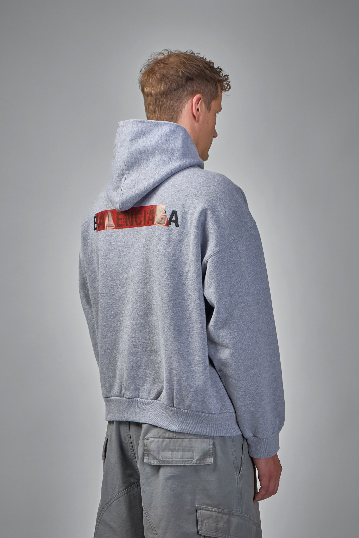 Tape Type Ripped Pocket Hoodie - 3