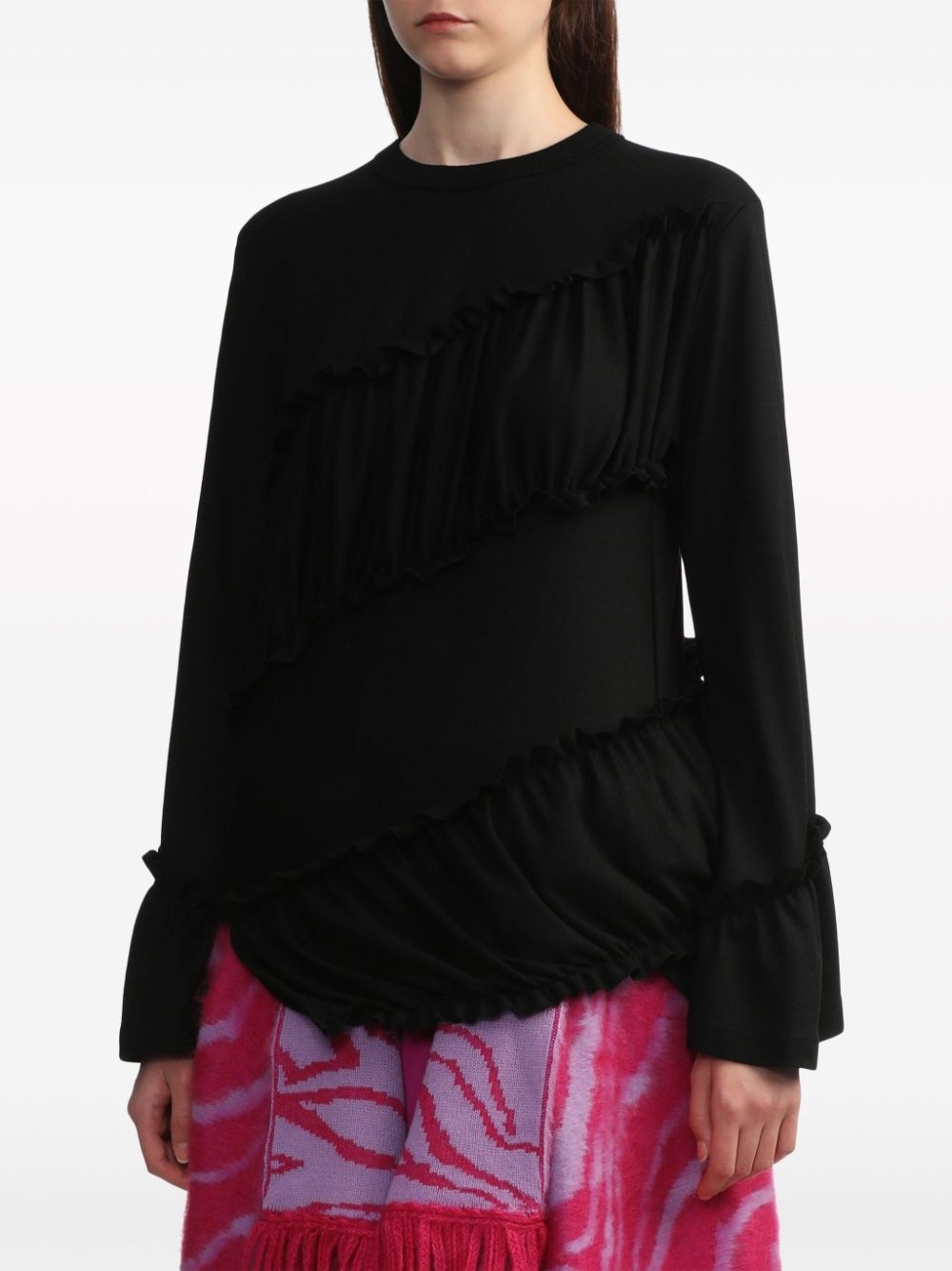 ruffled asymmetric wool sweatshirt - 3