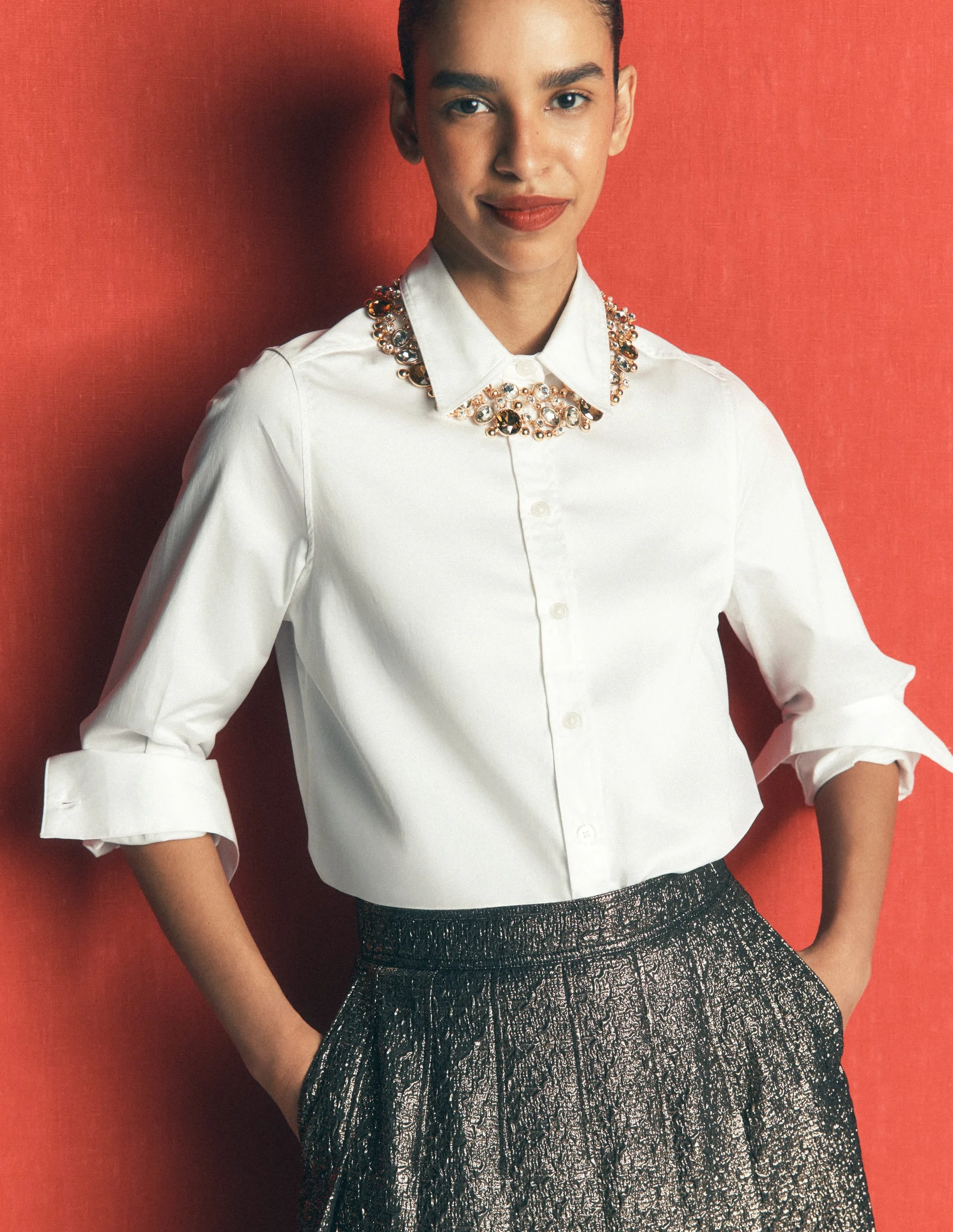 Statement Jewel Necklace-Smoke - 1