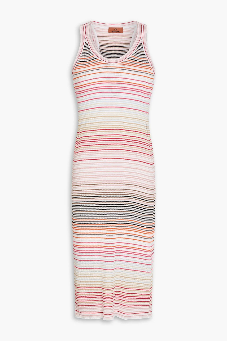 Striped ribbed cotton-blend dress - 1