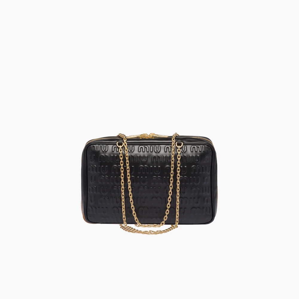 Leather top-handle bag with embossed logo - 1