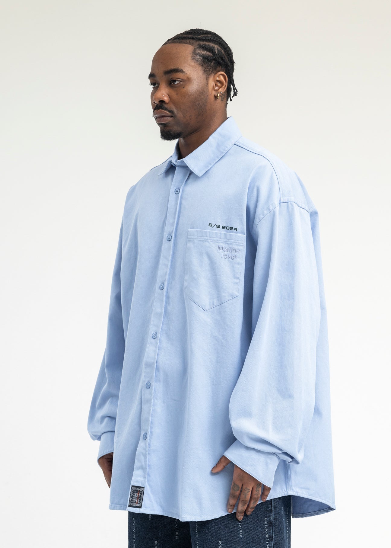 PALE BLUE / MARTINE PRINT LONG SLEEVE OVERSHIRT - 3