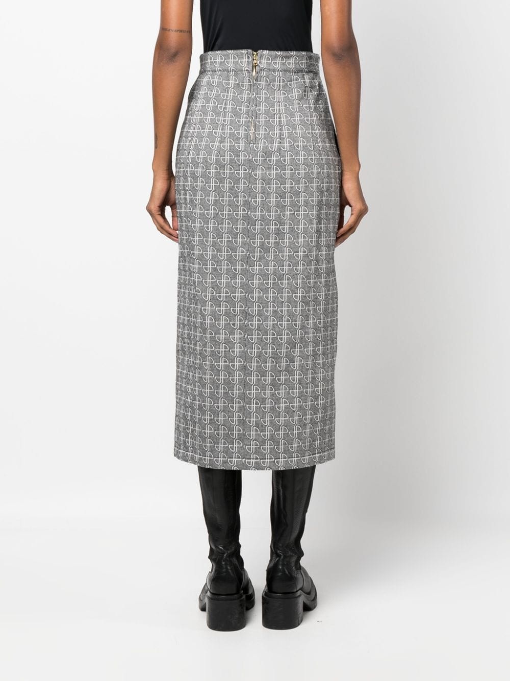 JP monogram slit midi skirt - 4