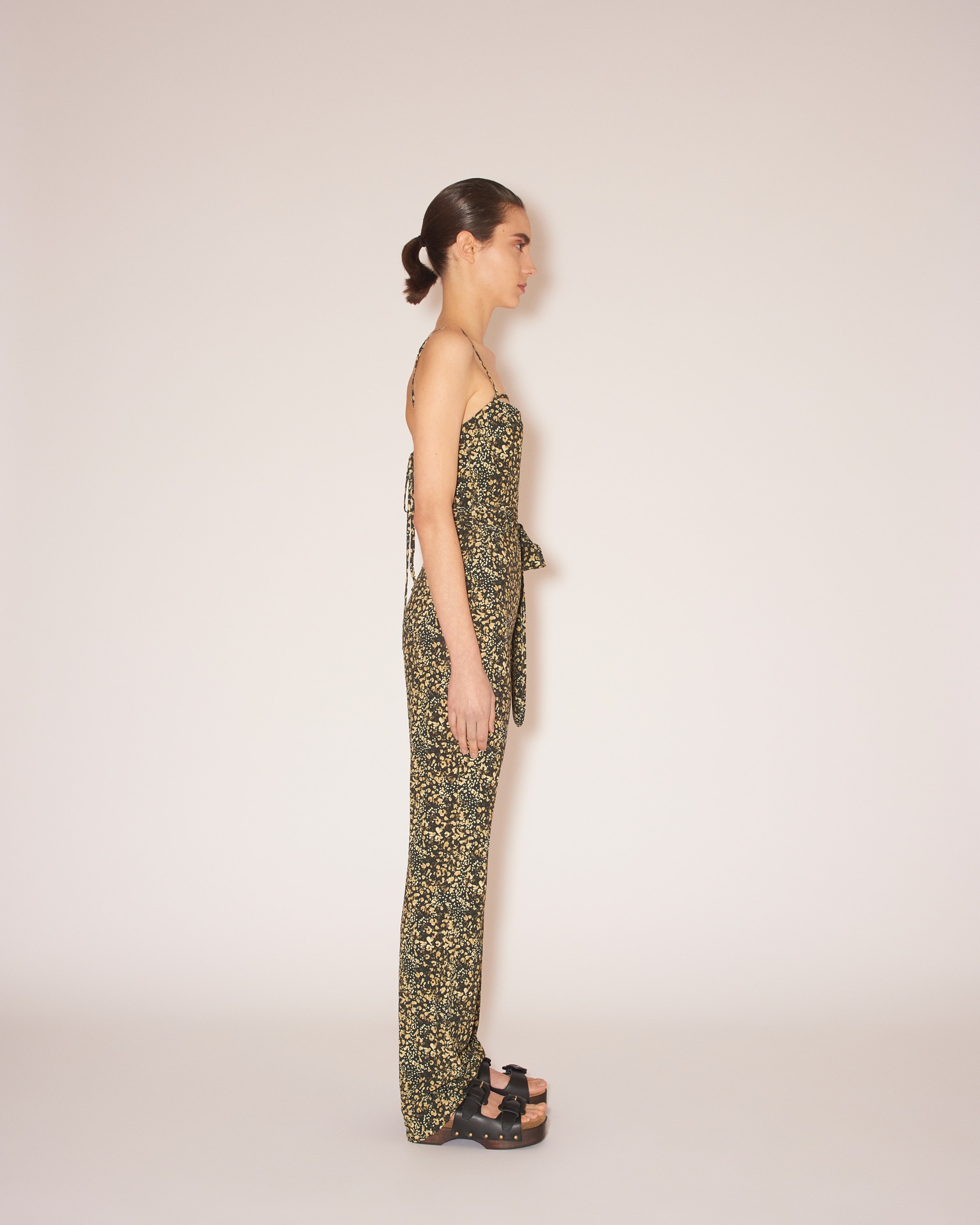 CADO - Crepe melange tie-waist jumpsuit - Tiny Leopard - 4